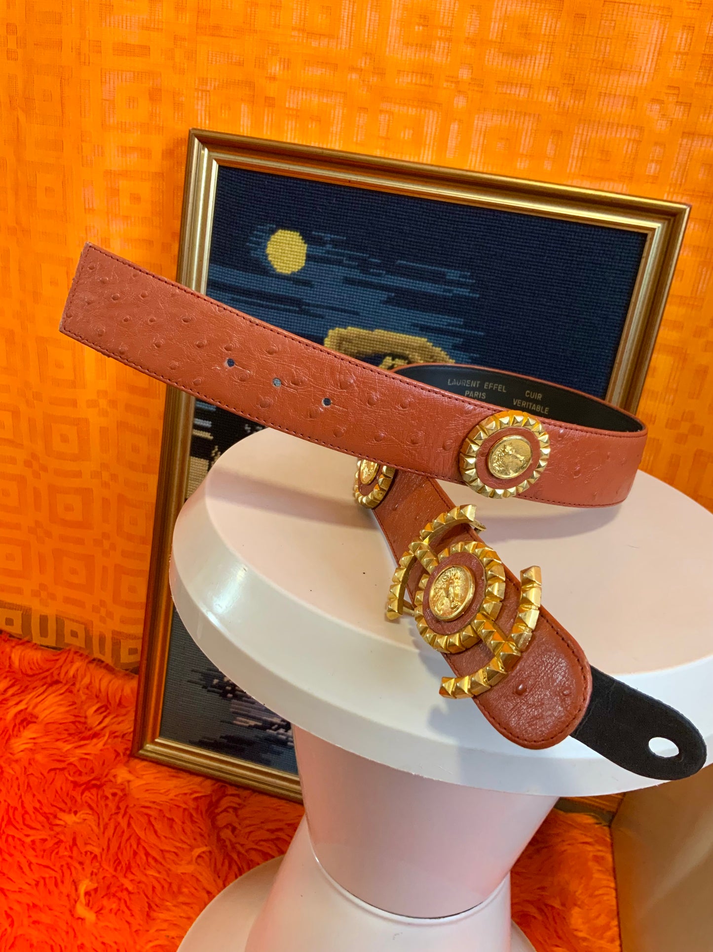 Superbe Ceinture DeadStock boucle chevaux Vintage L Effel