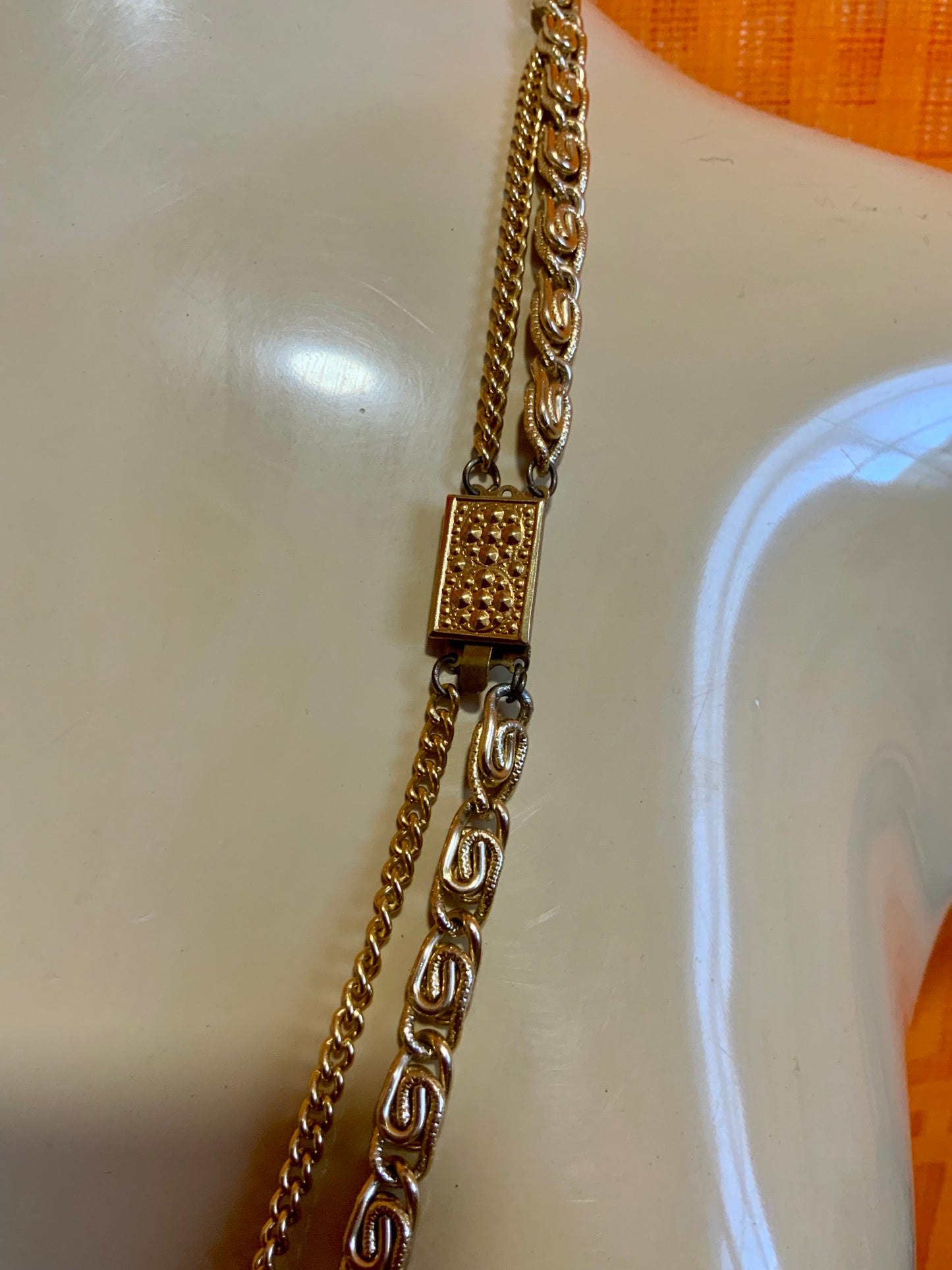 Collier sautoir double chaine Métal Vintage