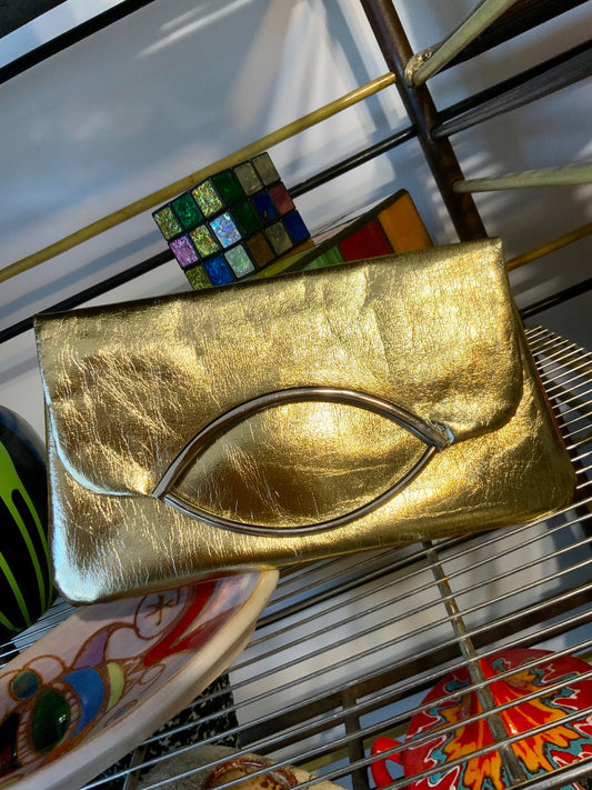 Pochette cuir dorée Vintage 1980 Deadstock Disco