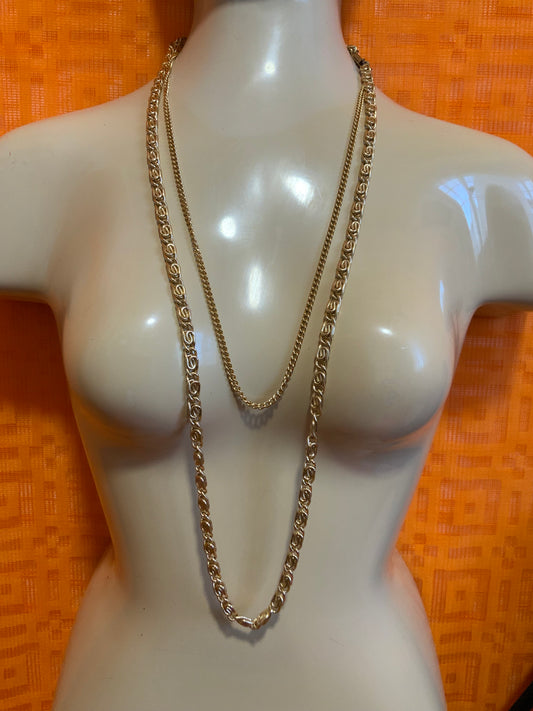 Collier sautoir double chaine Métal Vintage