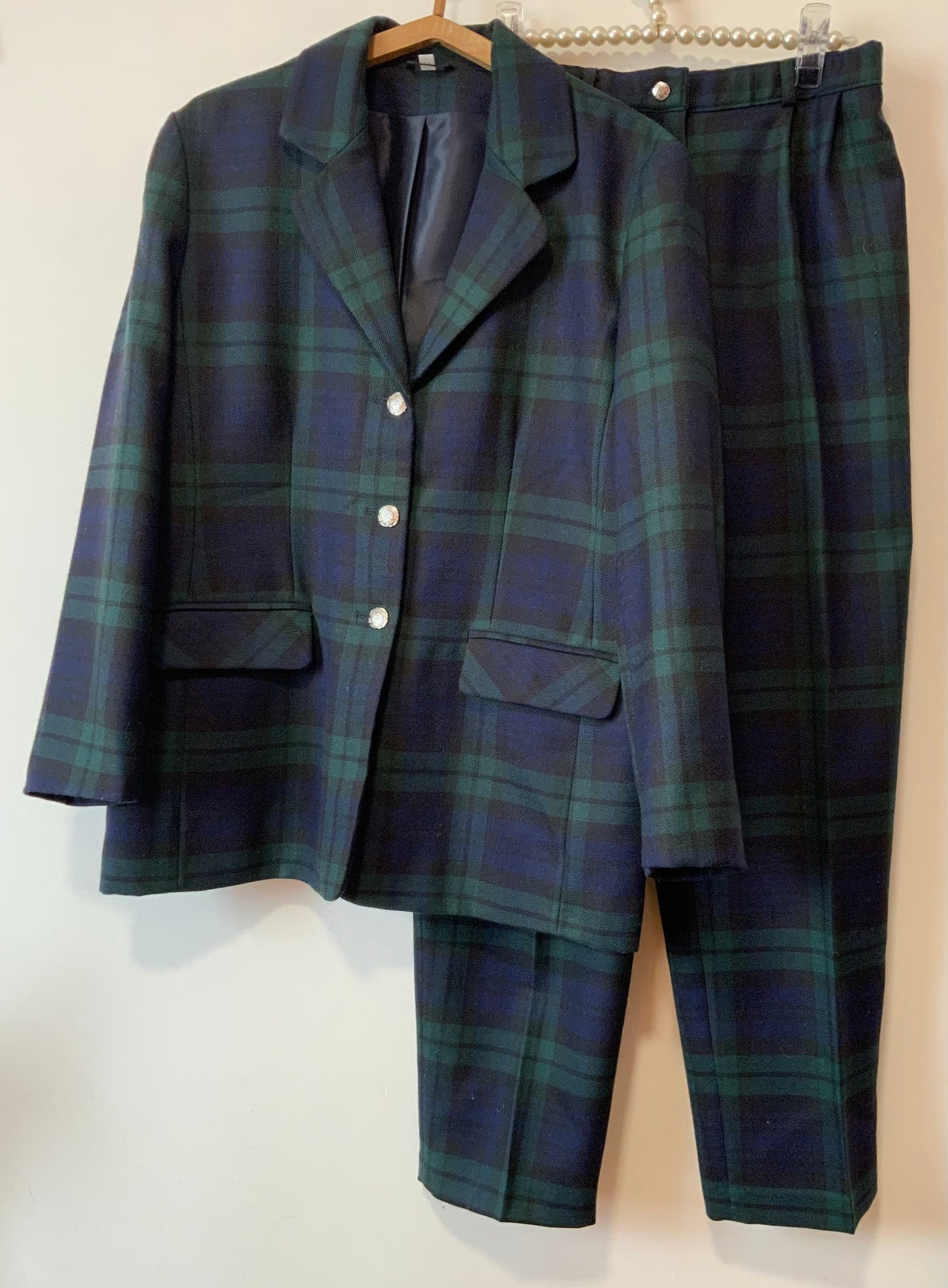 Tailleur Pantalon Tartan Ecossais pure laine vierge Héritage Scotland Vintage- T42