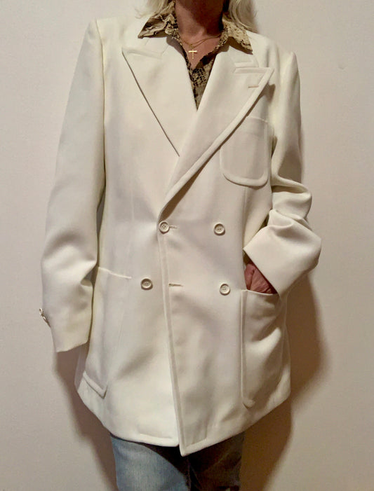 Superbe blazer long croisé grand col Vintage 1970