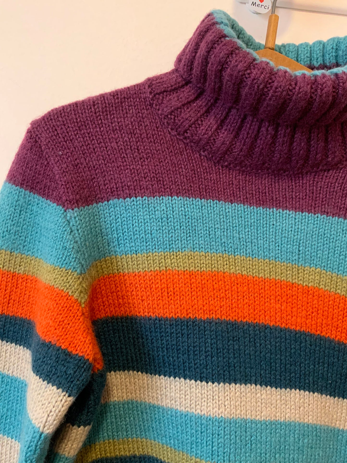 Pull col roulé Arc en ciel Tricot Laine - T40