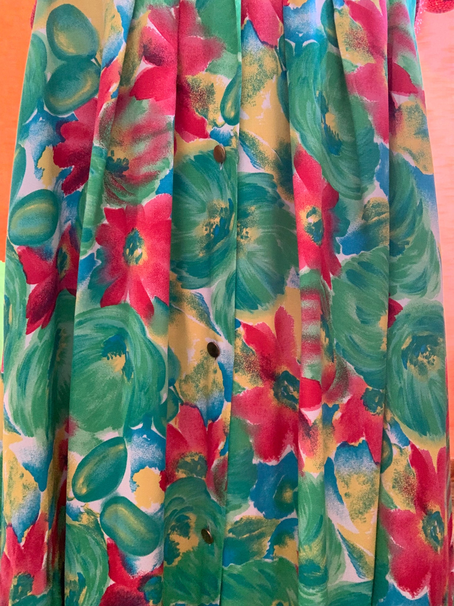 Jupe boutonnée à fleurs Vintage 1980 France -T46