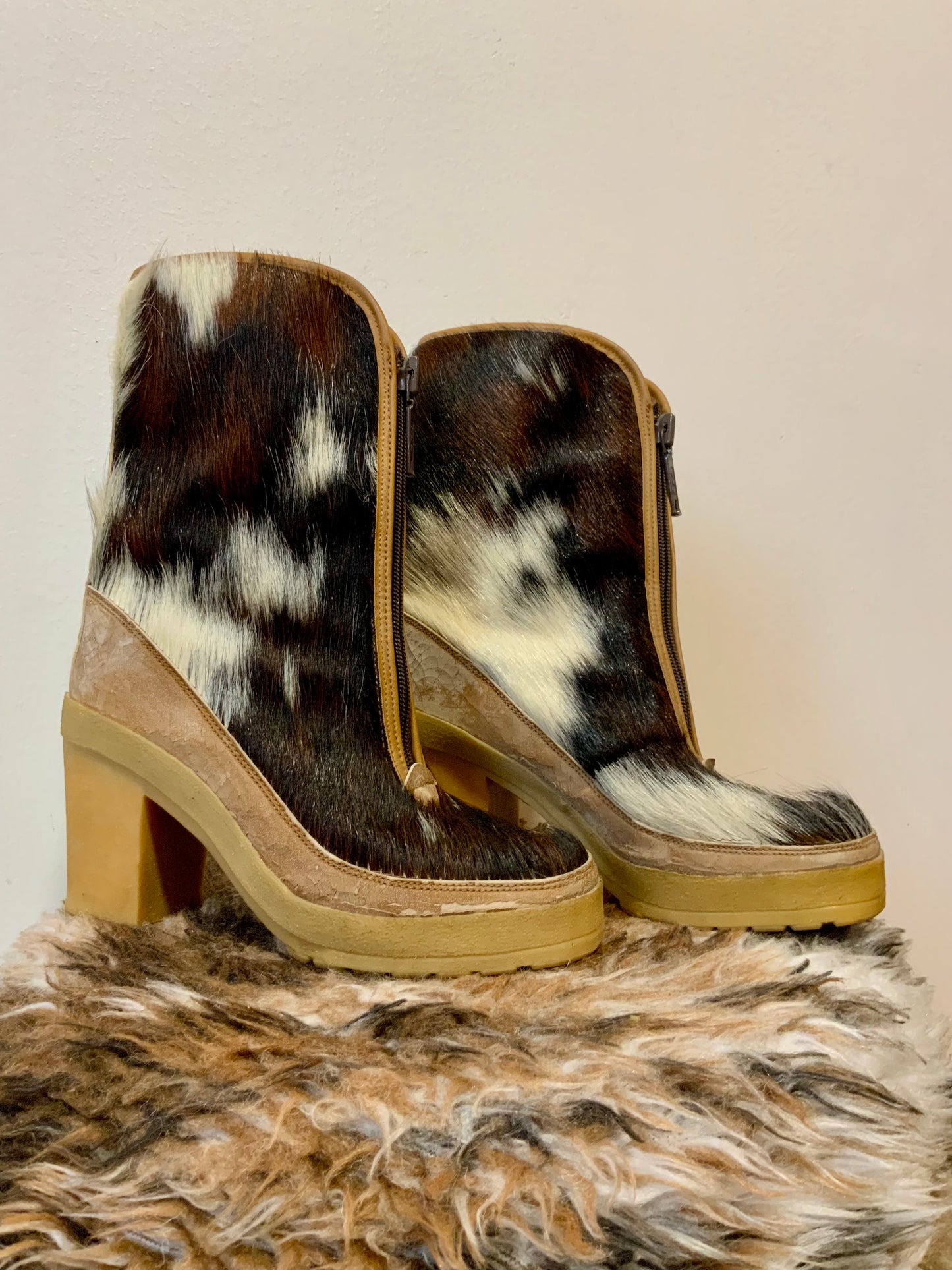 Bottes Originales en poils de vaches Cowboy Vintage 1970
