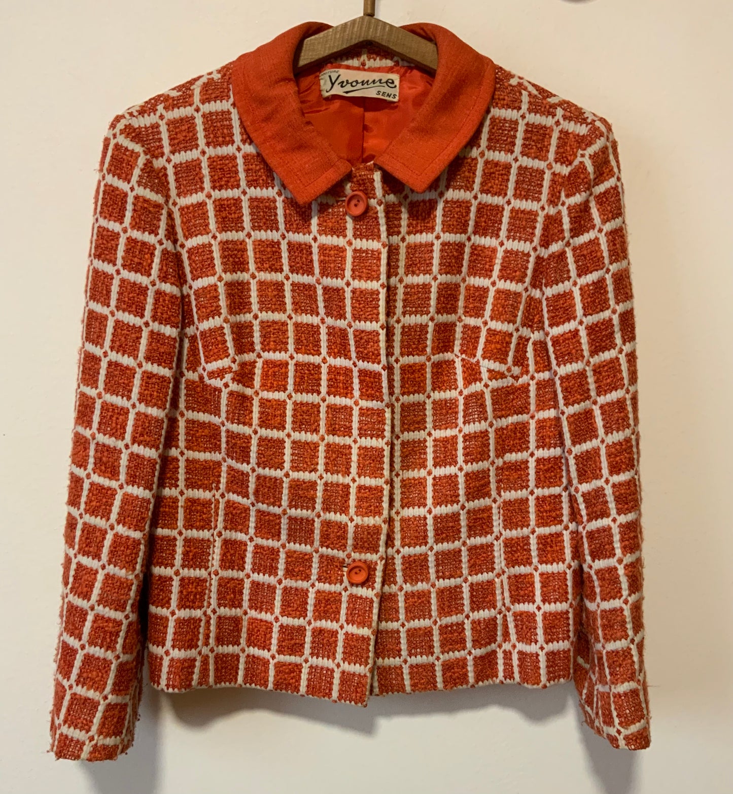 Magnifique Ensemble Tailleur Col Claudine Création Vintage 1970 Chic