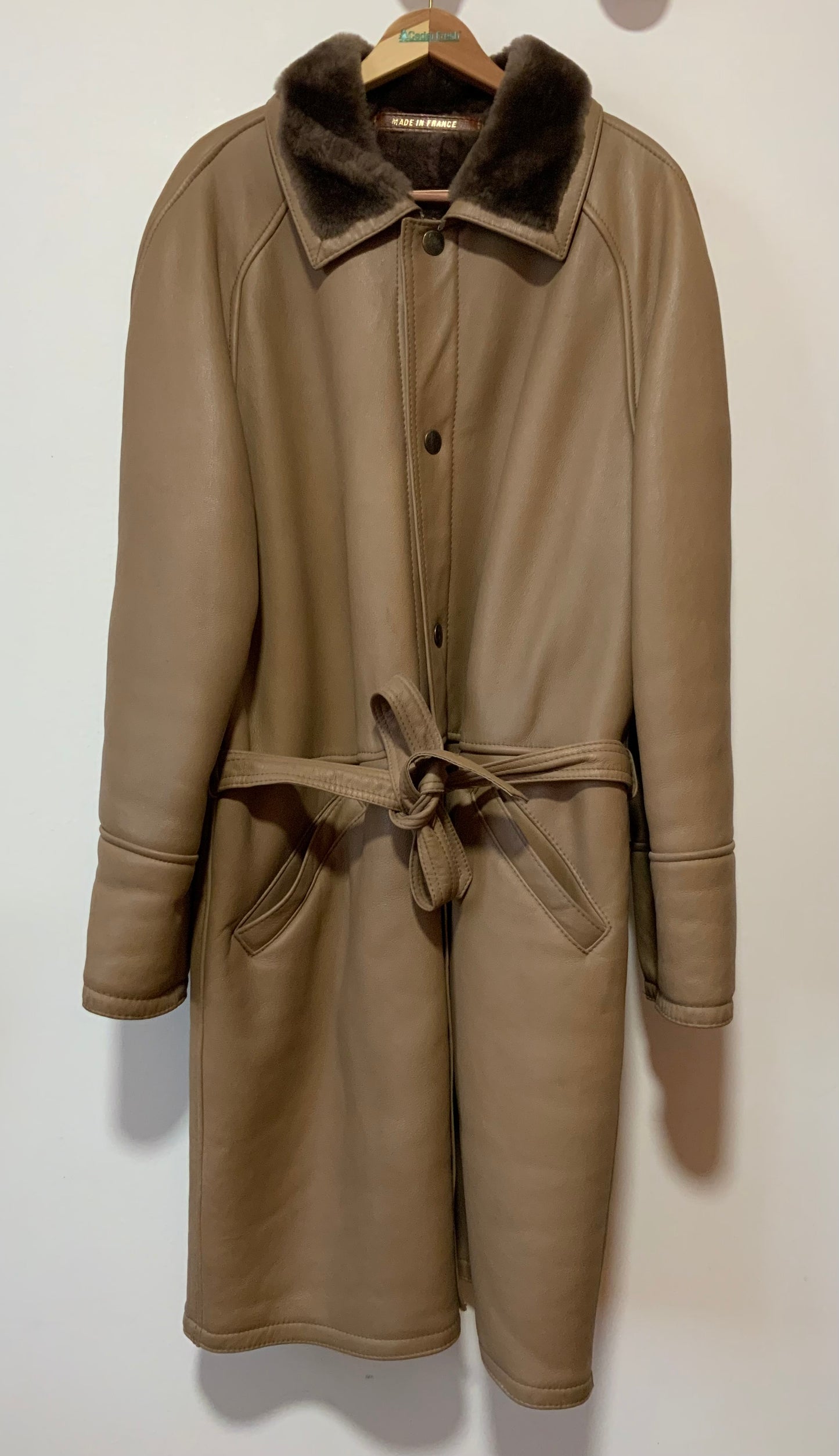 Trench Cuir Peau Lainée Vintage France Jekel 1980