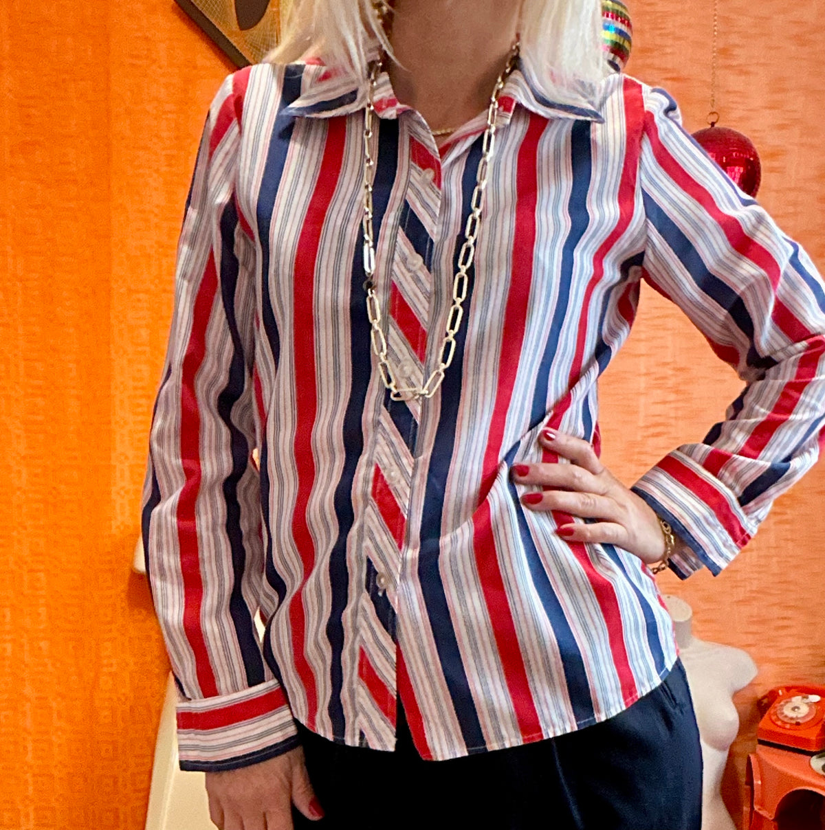 Chemisier Chic à rayures Vintage 1980- T38