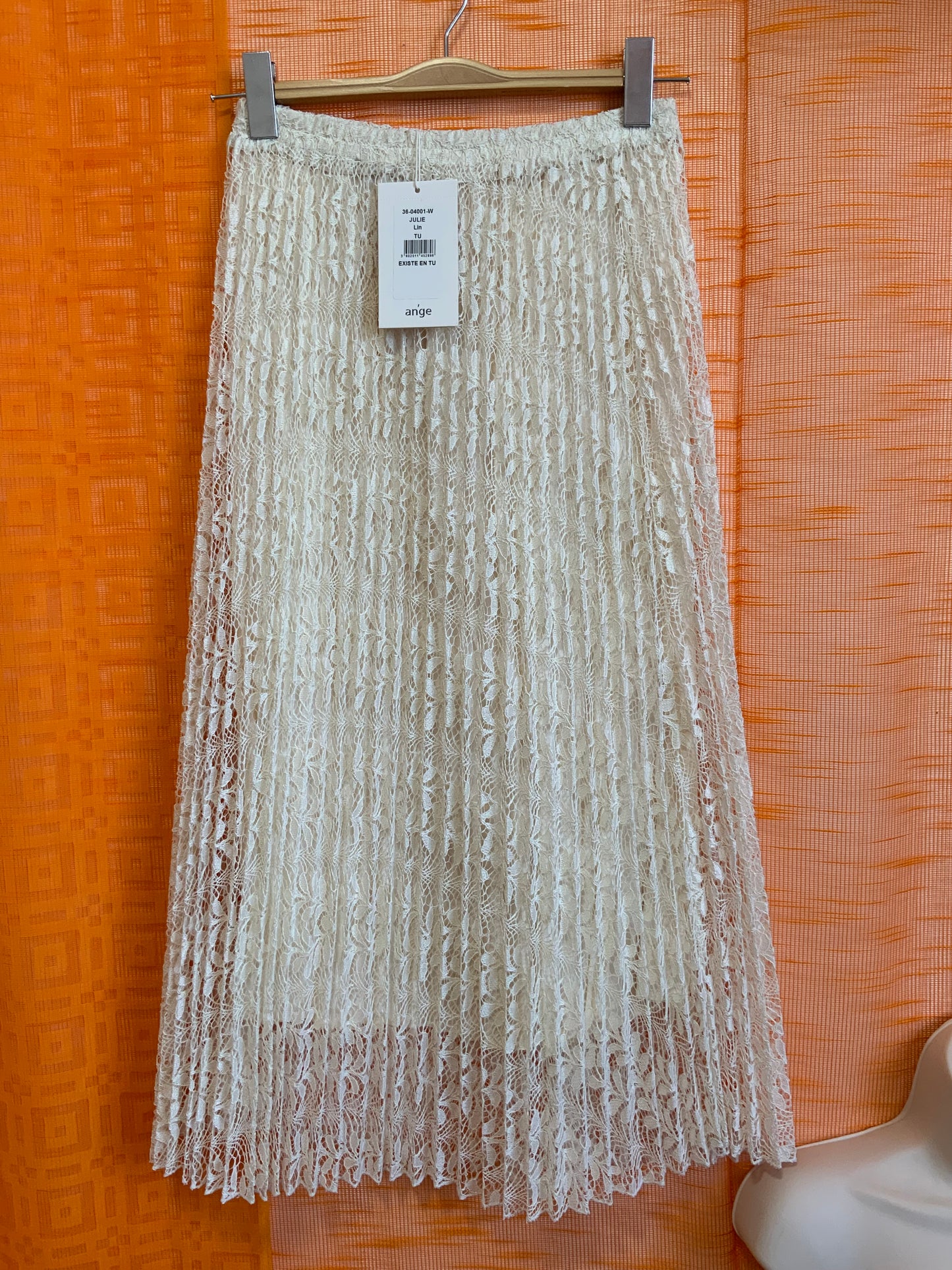 Jupe plissée Neuve Longue Vintage 1990 Ange - Dentelle fleurs - TUnique.