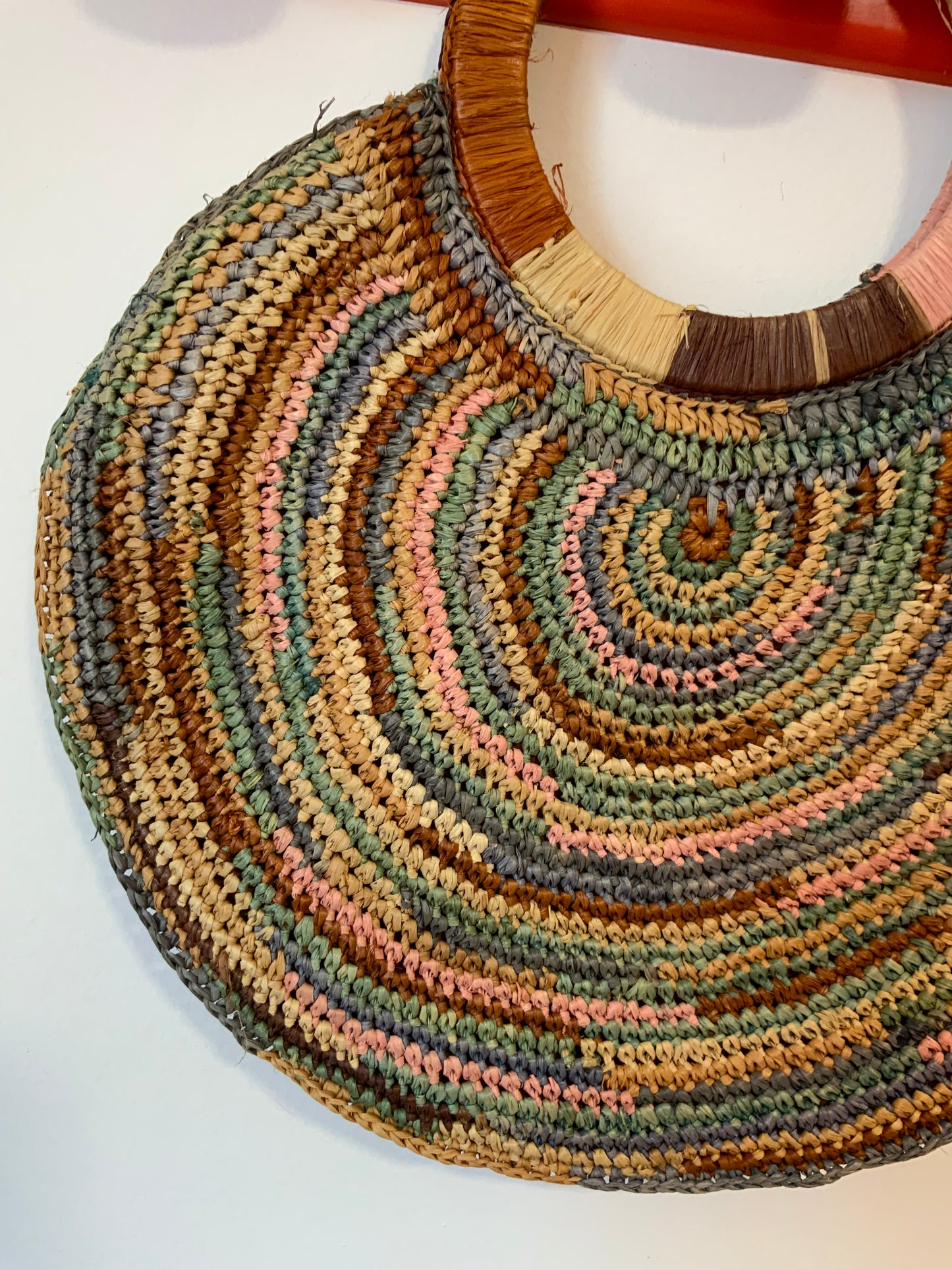 Sac à main Panier Rafia Vintage forme ronde - 40X40 cms