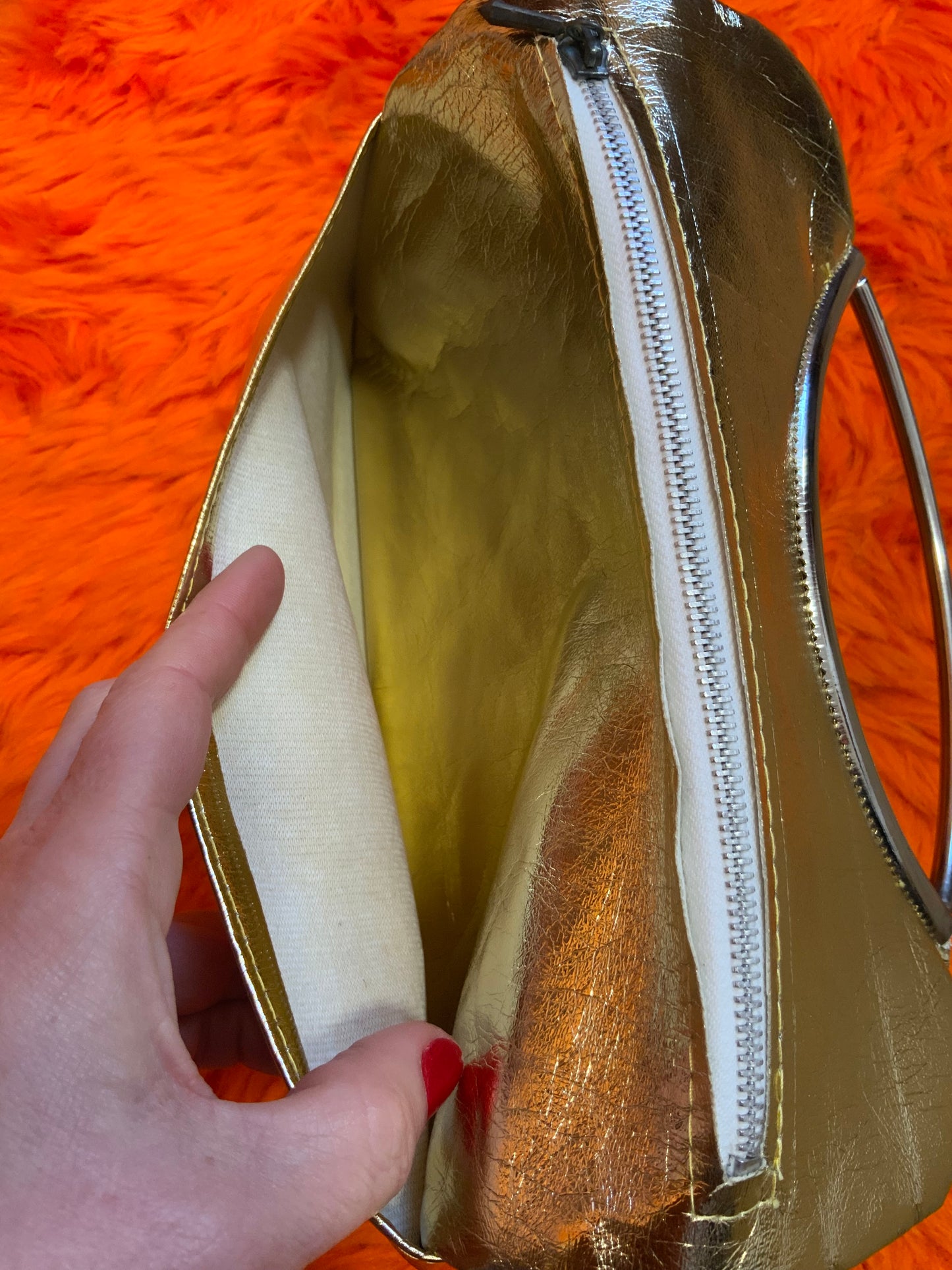 Pochette cuir dorée Vintage 1980 Deadstock Disco