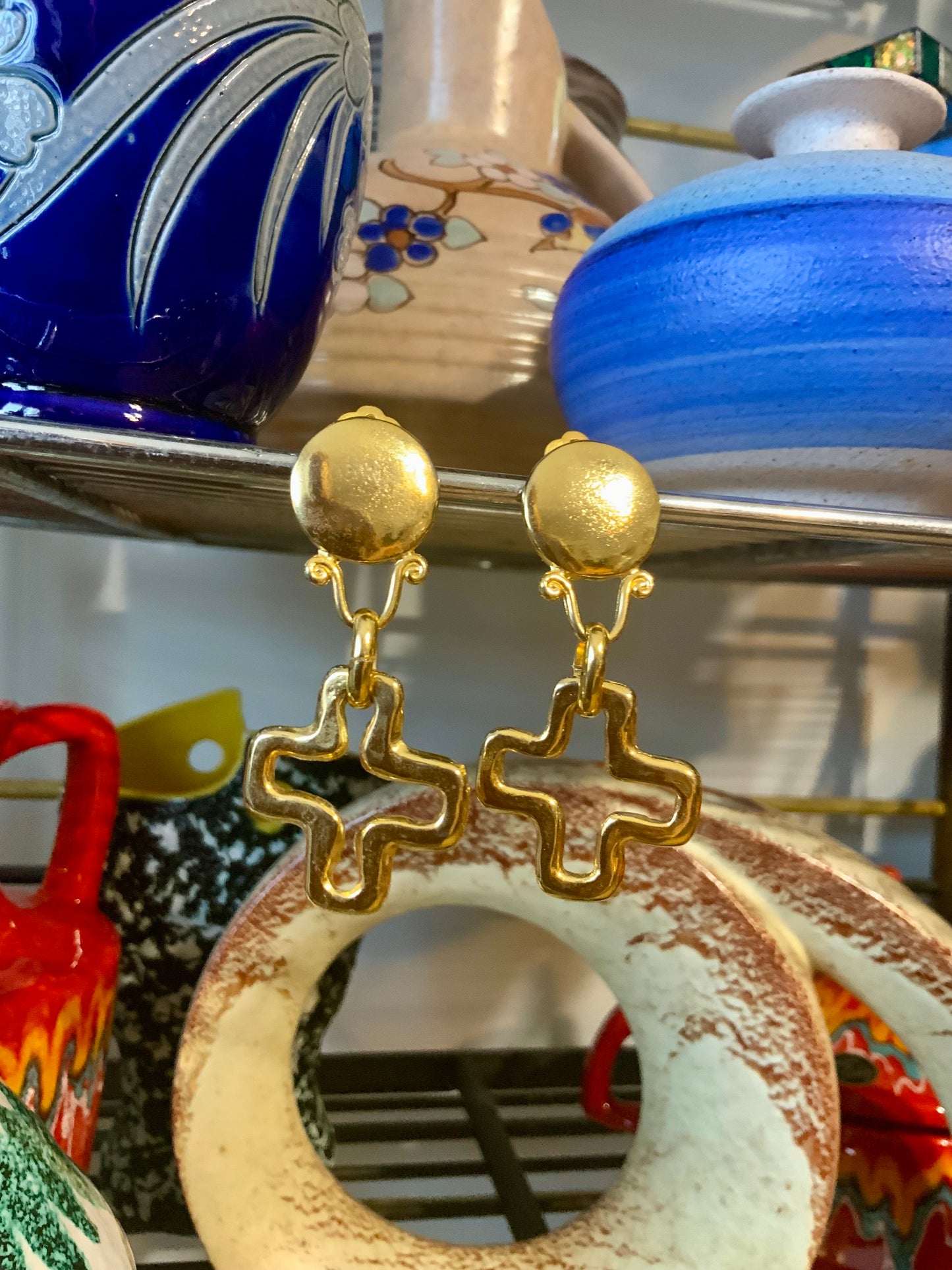 Boucles d’oreilles Croix Vintage 1990