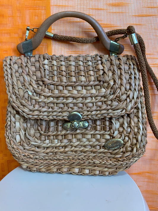 Sac à main Pailles tressée Italy création Alma Vintage 1970