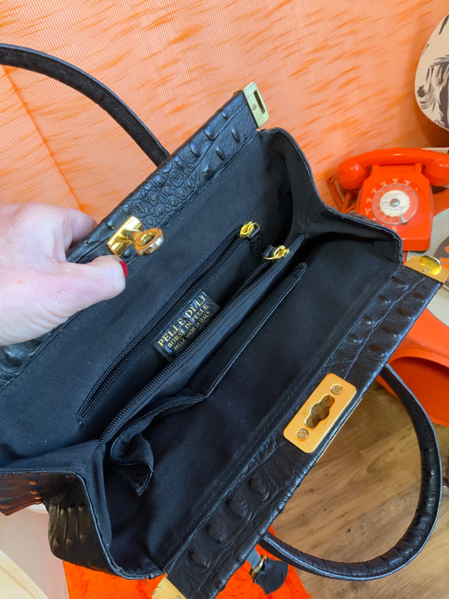 Sac à main Cuir Italy Gros grains croco