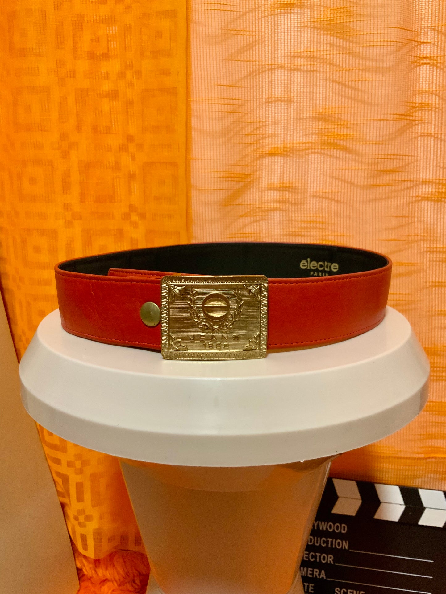Ceinture cuir rouge Electre Vintage 1990- T75