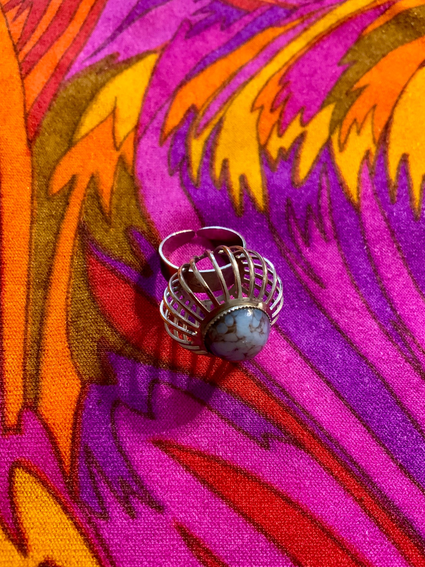 Bague Design Original Vintage 1980 Pierre Naturelle
