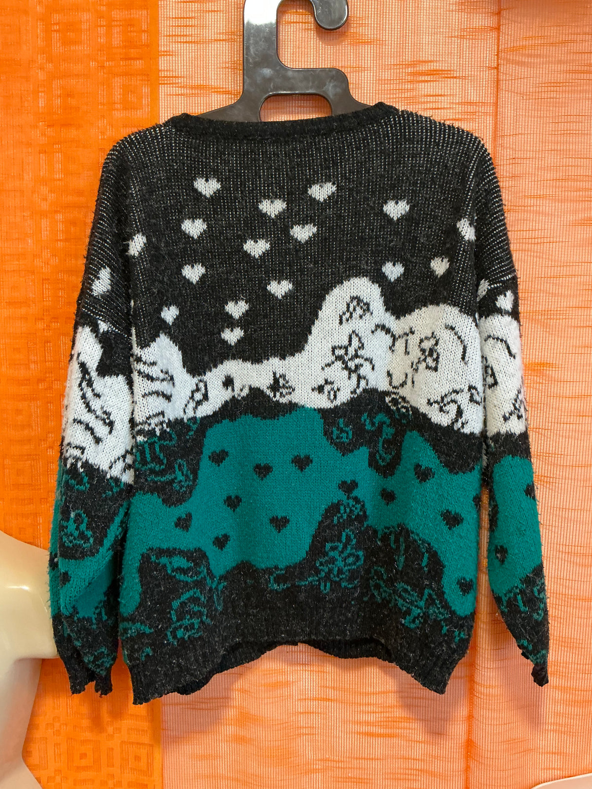 Gilet Vintage 1980 Motifs Coeurs - TU