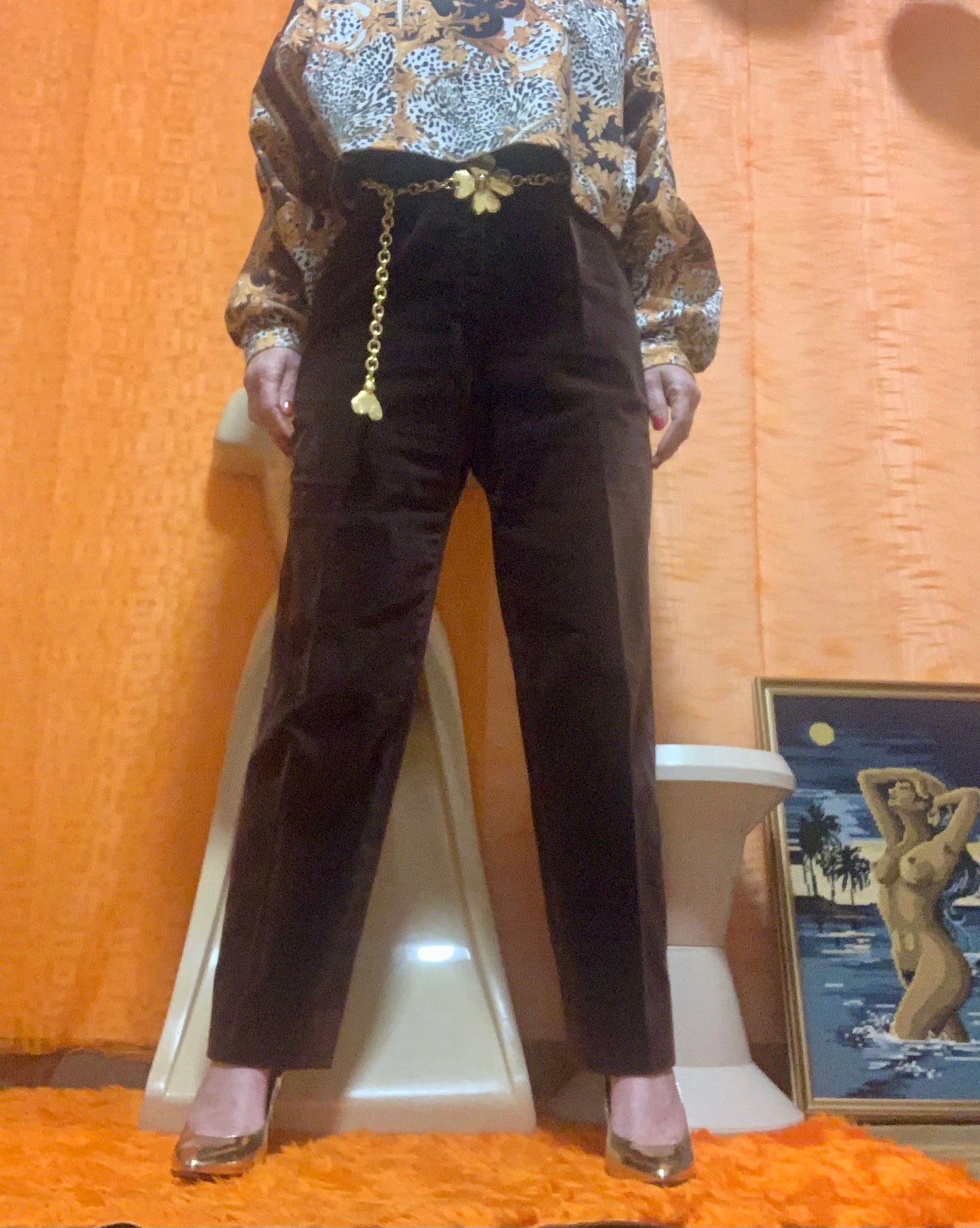 Pantalon Taille haute velours doux Vintage France