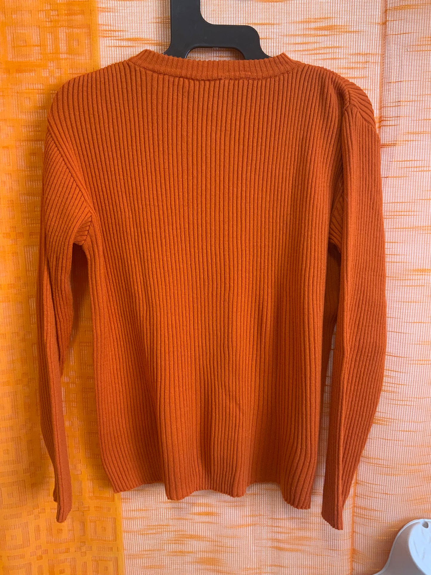 Pull Orange Vintage 1990 Mailles côtelées - T44