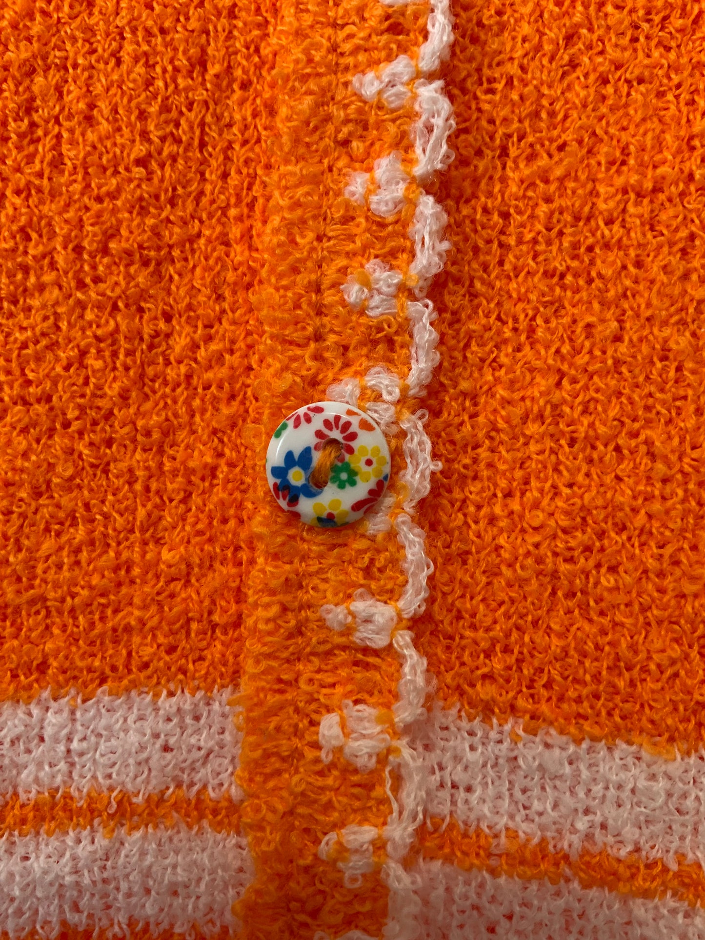 Gilet laine bouclée orange Vintage 1970 - T38 maxi.