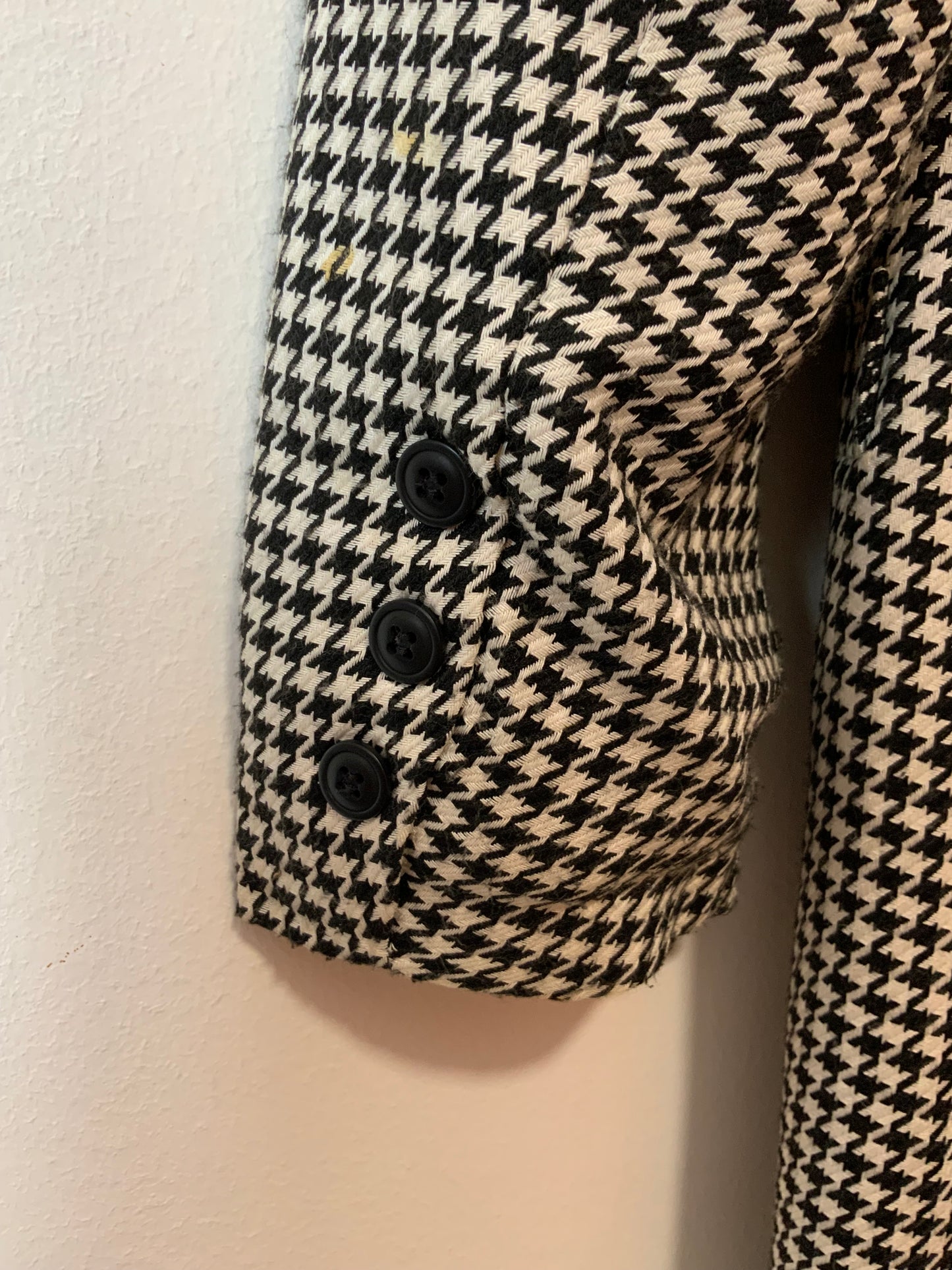Longue Veste Vintage 1990 carreaux pieds de poule - T42