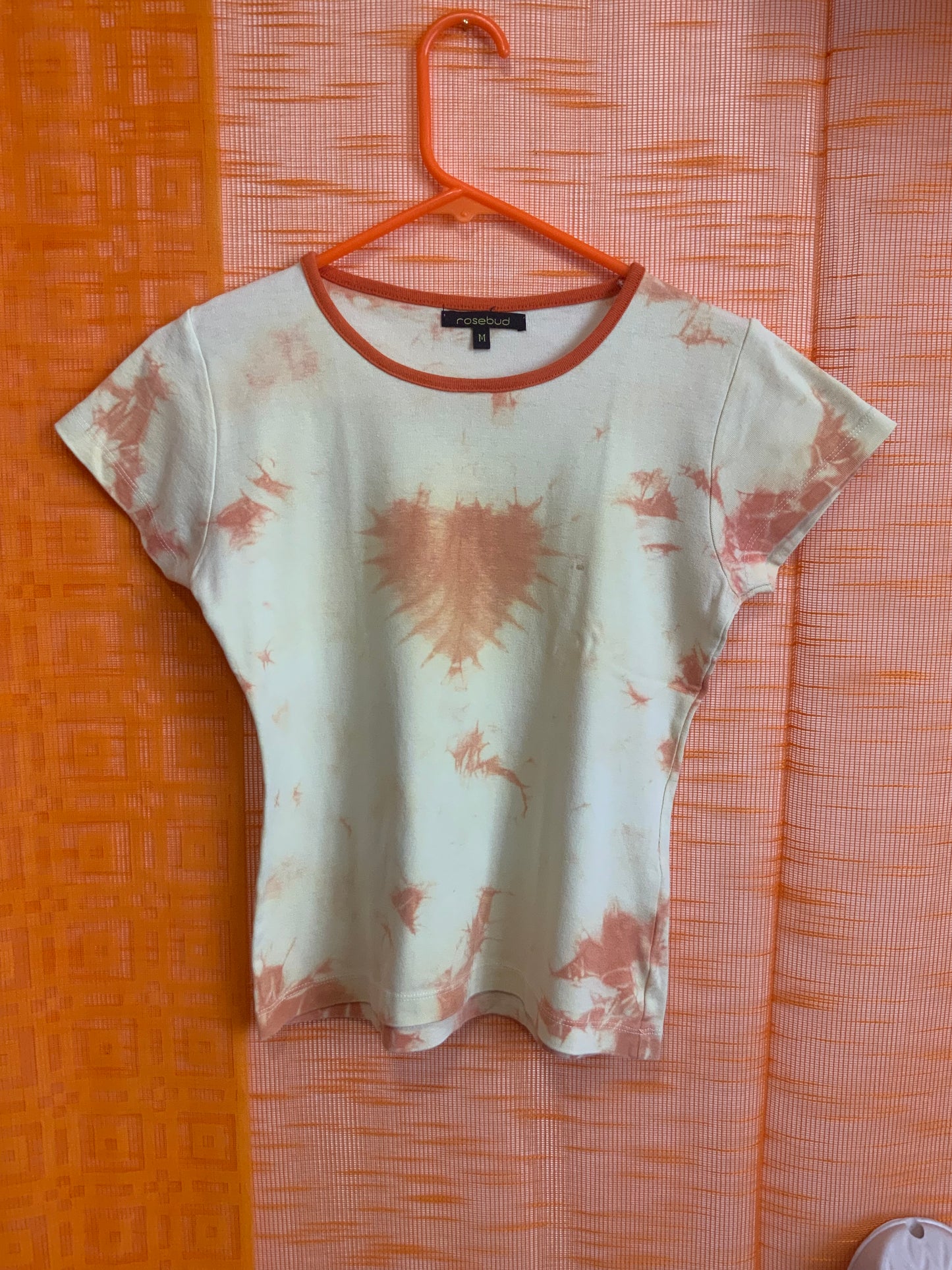T shirt Orange Coeur Coton Tie and Dye Vintage 1990- T38