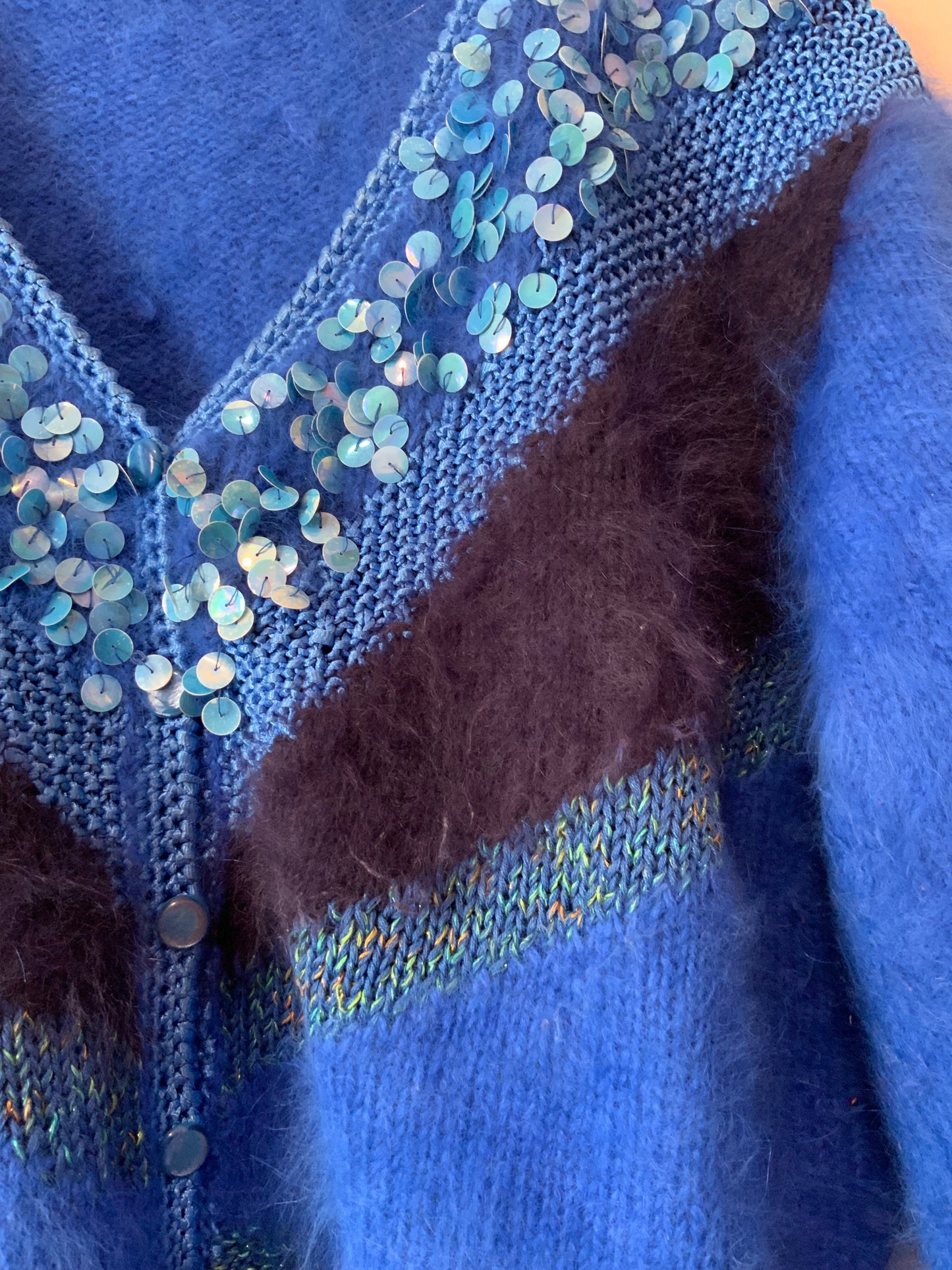 Anny Blatt Gilet Pull Bleu electrique Vintage 1990 - T42/44