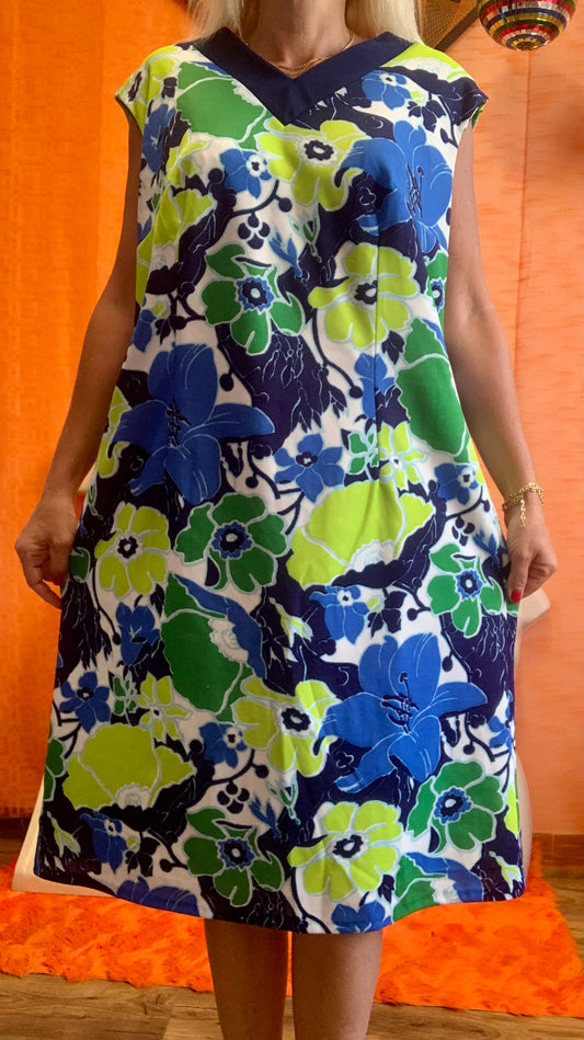 Robe a fleurs Vintage 1970 Confection main- T50