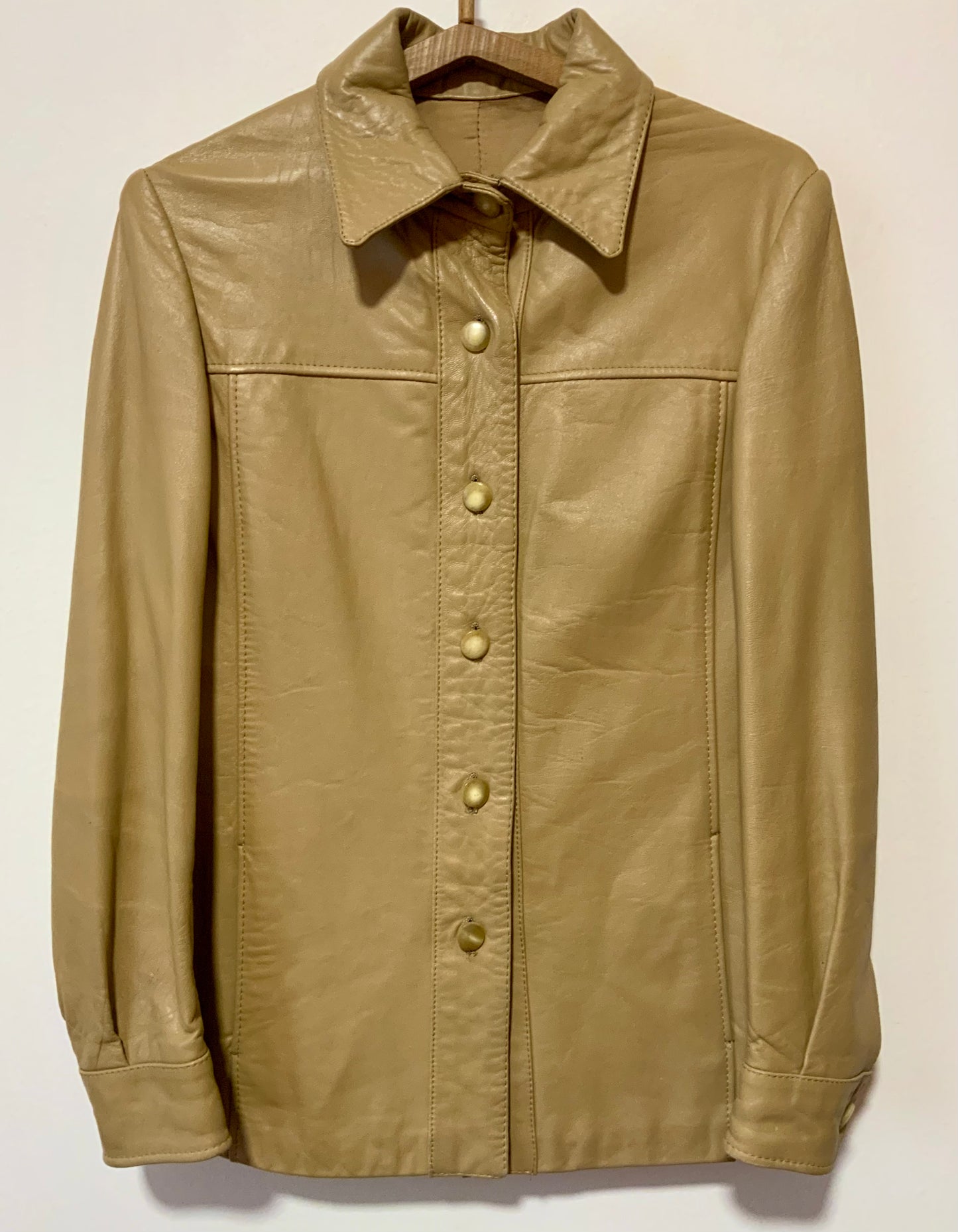 Pure Veste cuir beige Vintage 1970 Modèle Unique