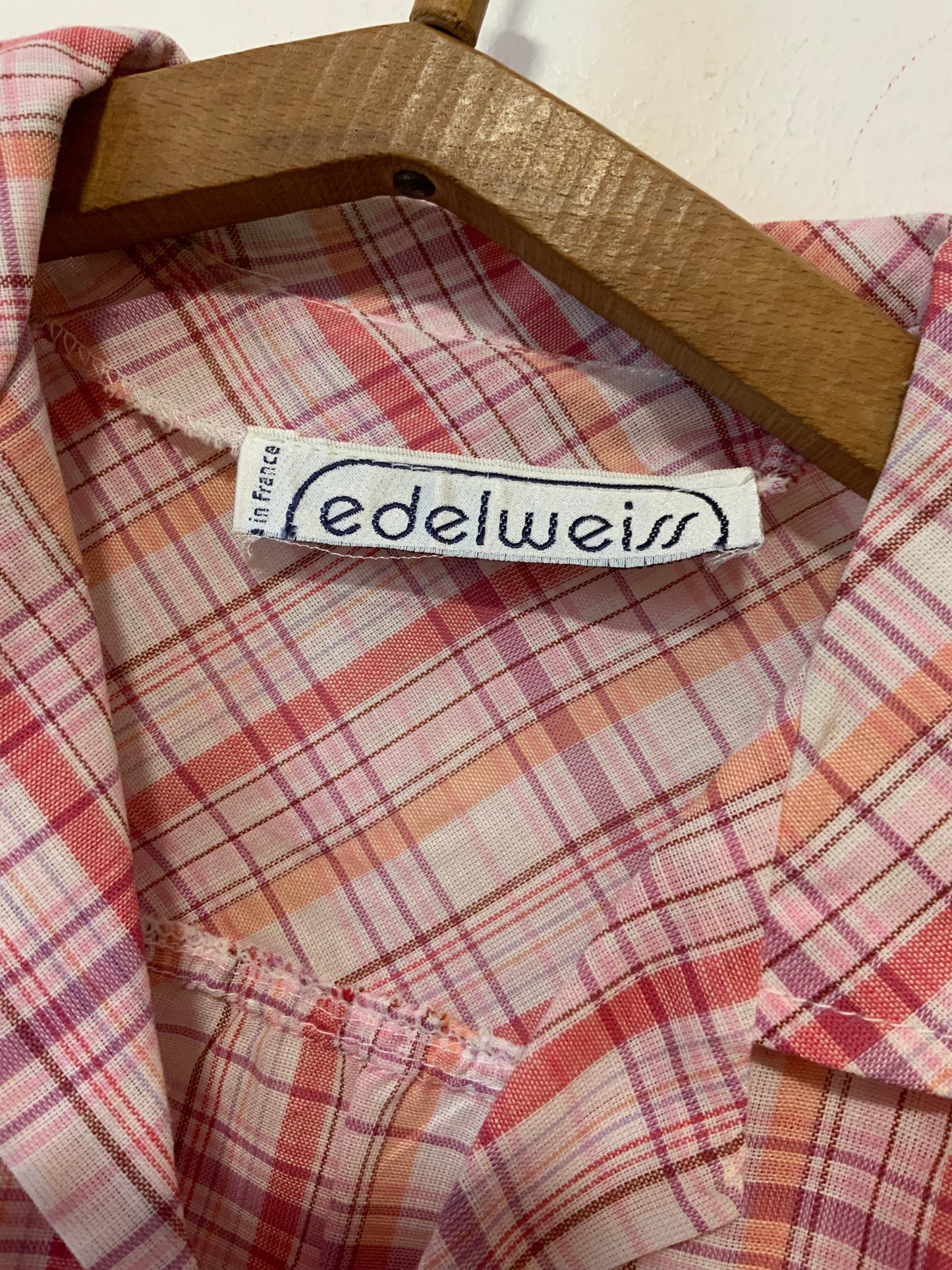 Chemise À carreaux France 1980 Vintage- T36