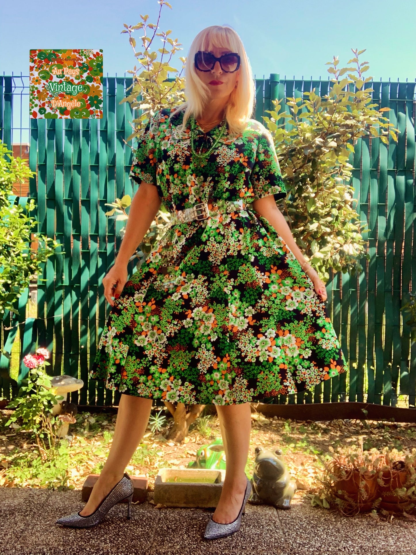 Robe a fleurs Confection création Vintage 1970- T46