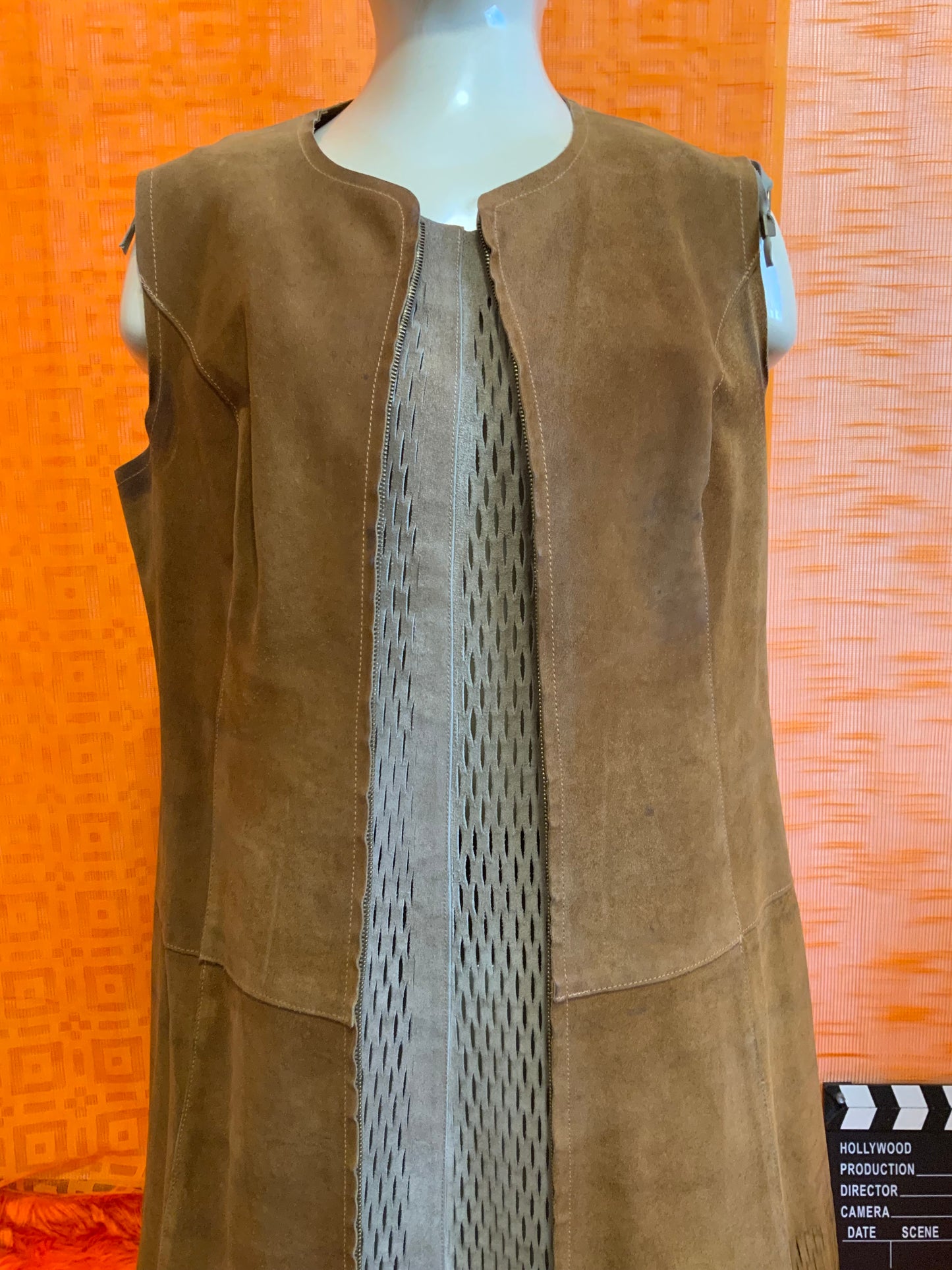 Veste Daim Hippie Authentique 1970 Creation Vintage- TU