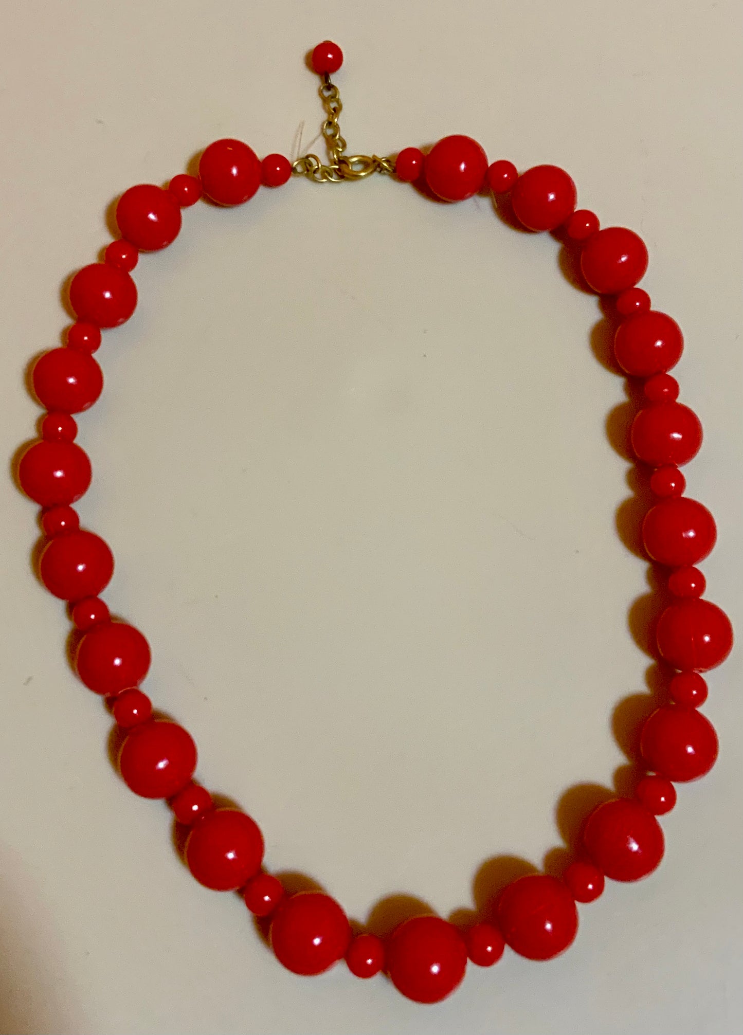 Collier perles rouges Vintage 1980-