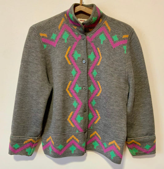 Elegant Gilet Laine colorée Vintage 1980 Rodier France