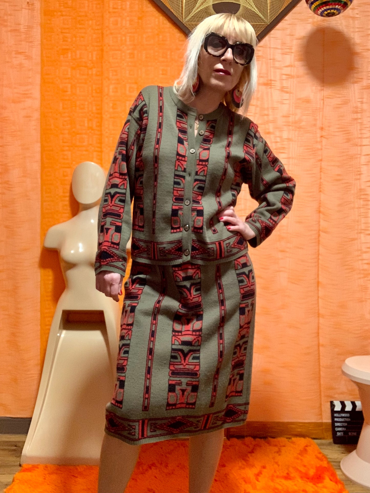 Ensemble Vintage Laine Rodier Motifs Élégance