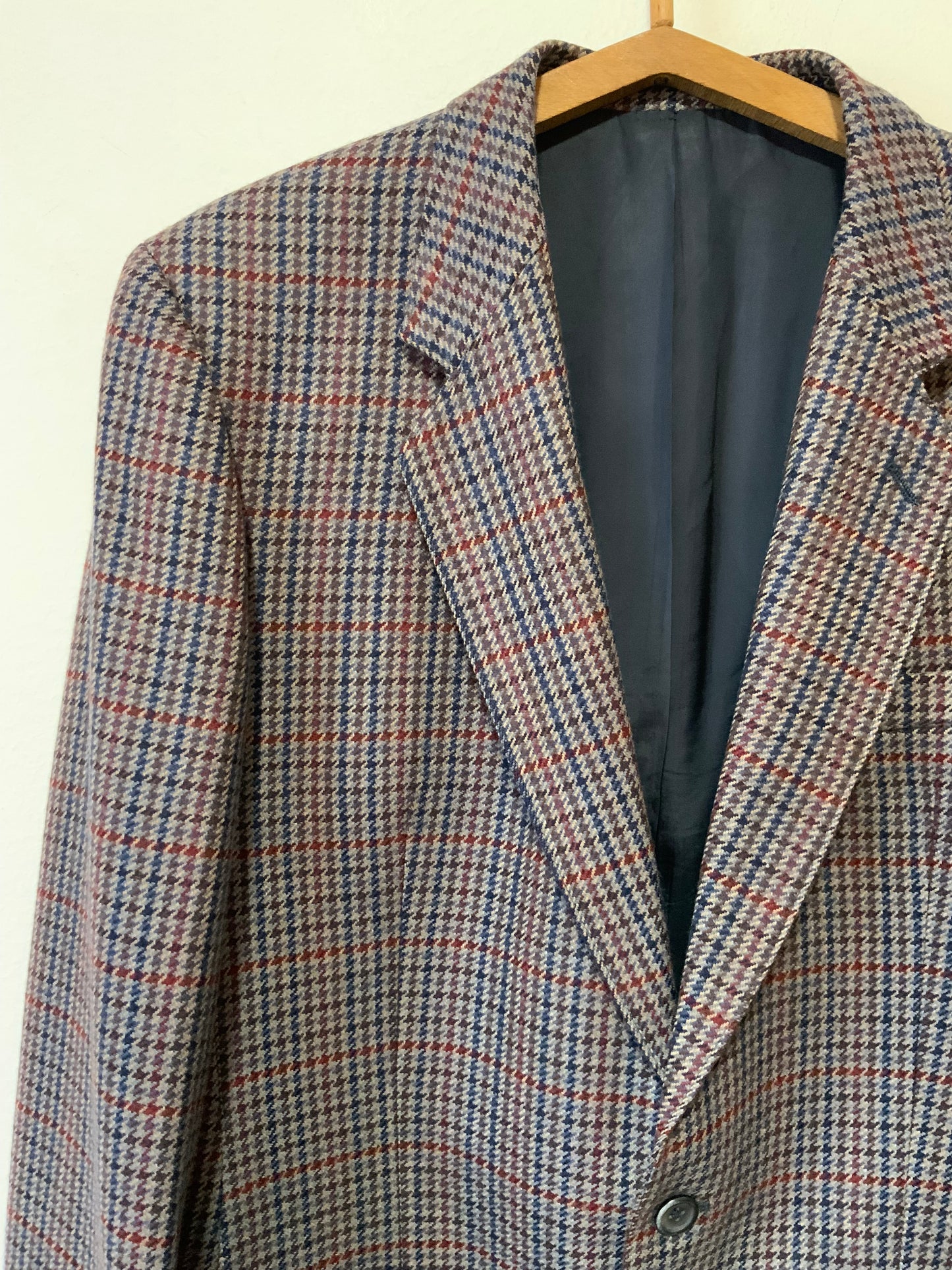 Blazer Laine à carreaux Vintage 1980 Chic Mixte T44