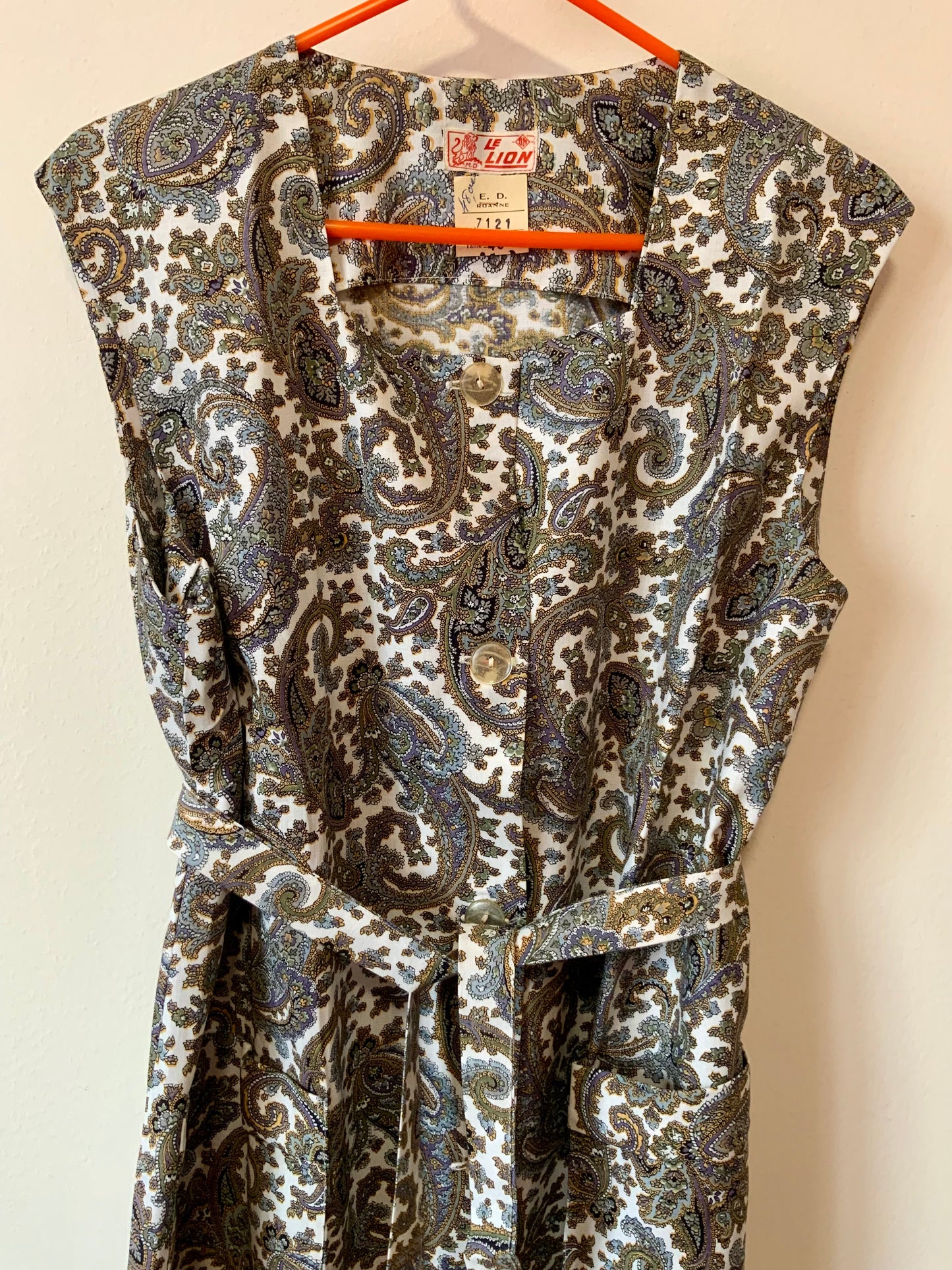 Robe blouse aux motifs cachemire Vintage neuf 1970 - T48