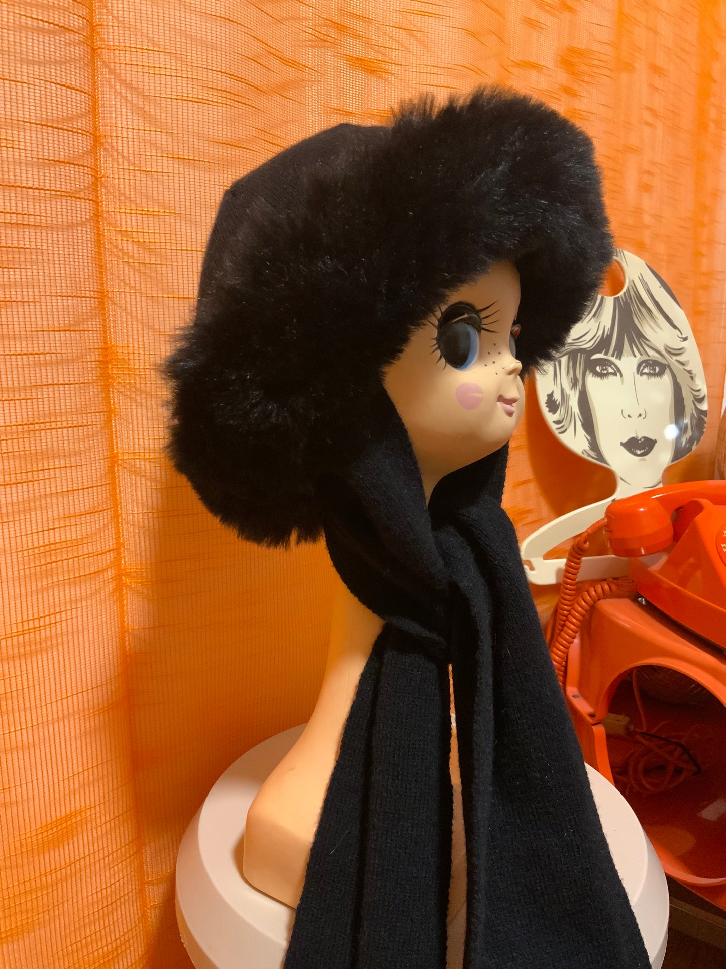 Toque Laine et fourrure Synthétique Vintage 1980