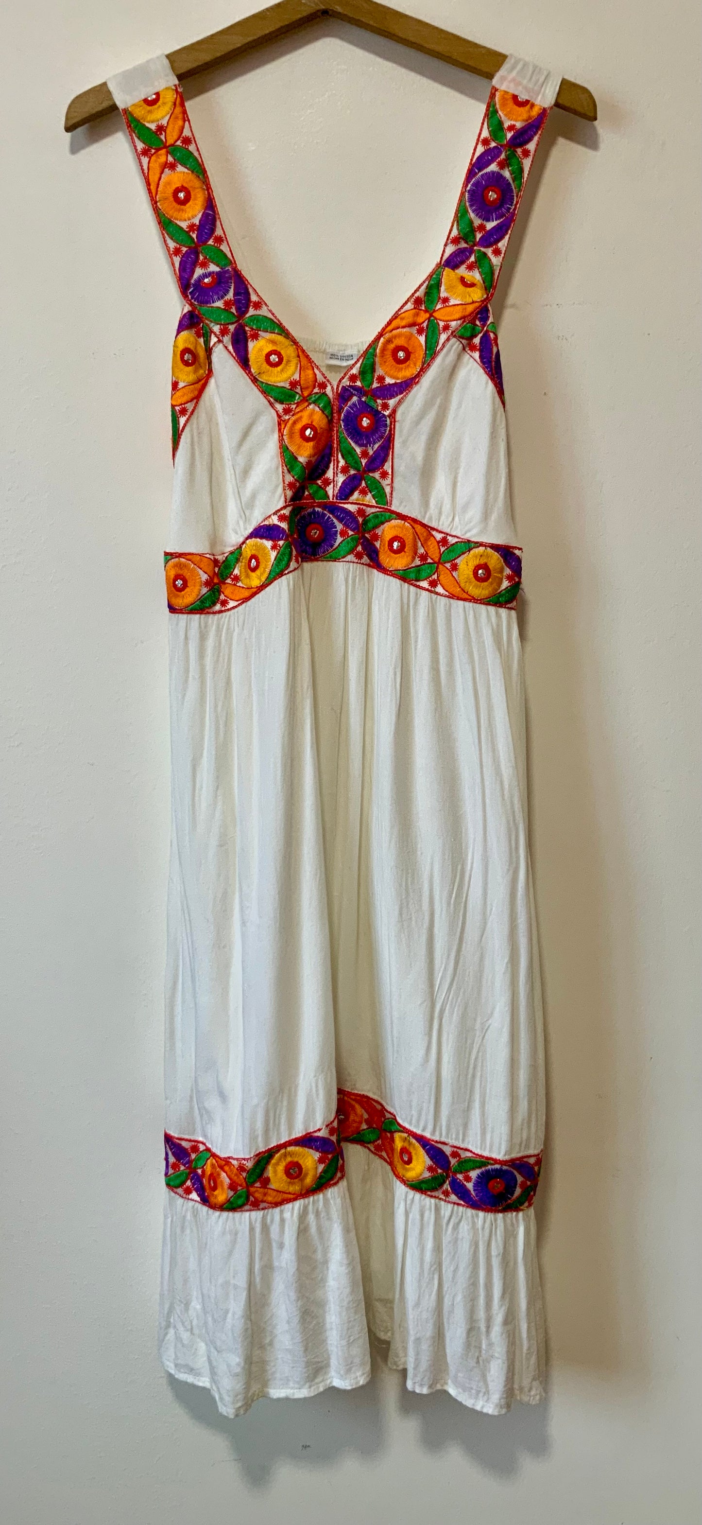 Robe Bohème Broderies Vintage 1990-T40