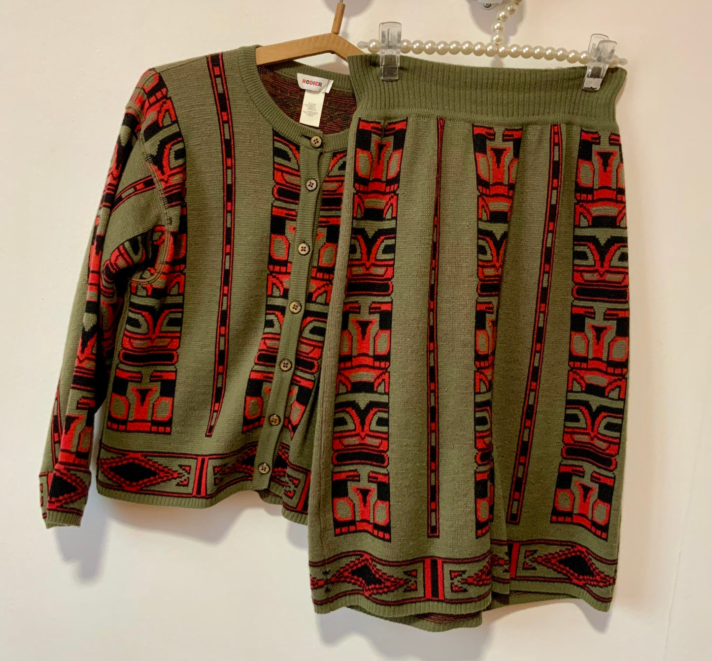 Ensemble Vintage Laine Rodier Motifs Élégance