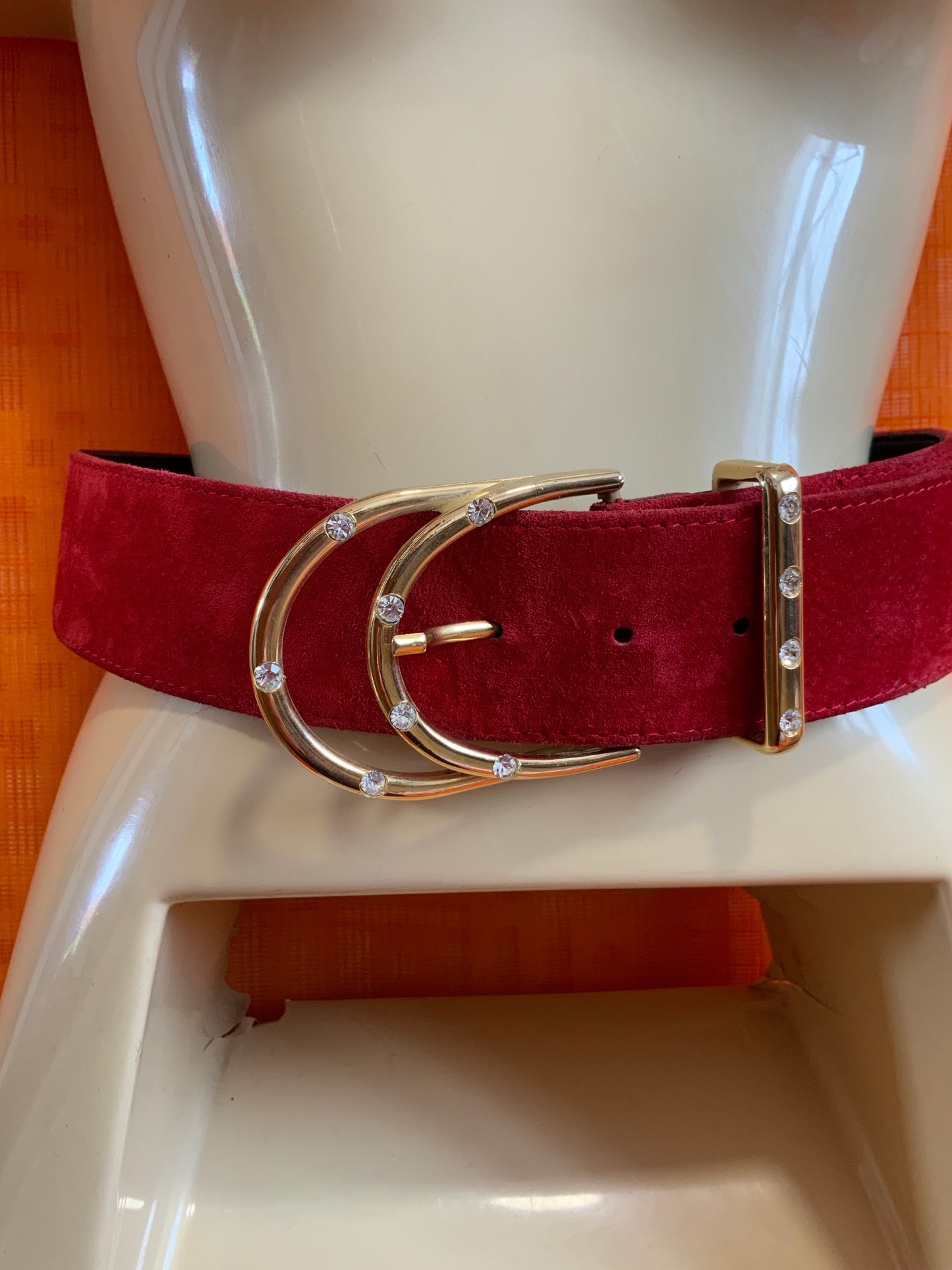 Ceinture Daim Rouge Vintage 1990- T75