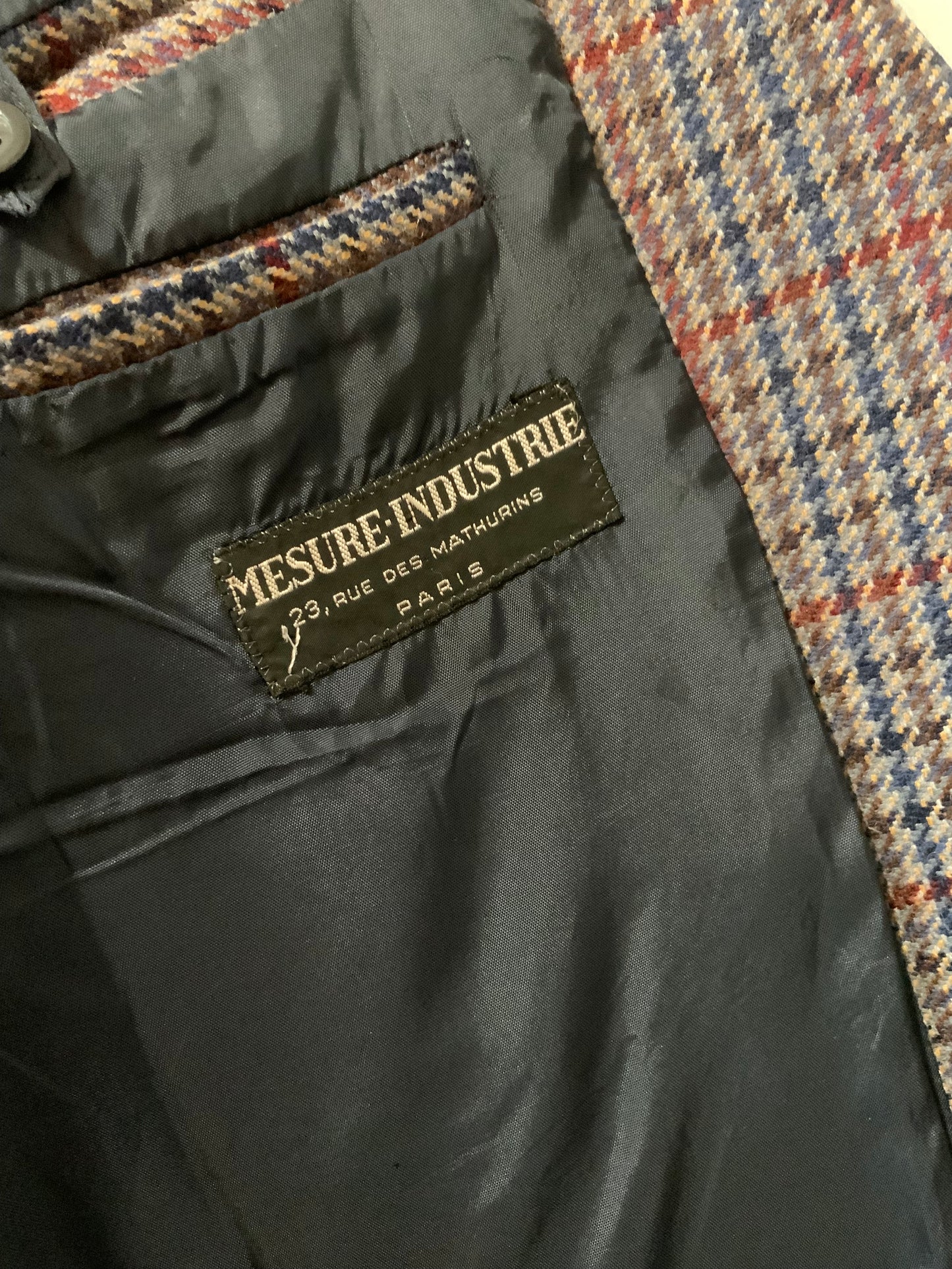 Blazer Laine à carreaux Vintage 1980 Chic Mixte T44