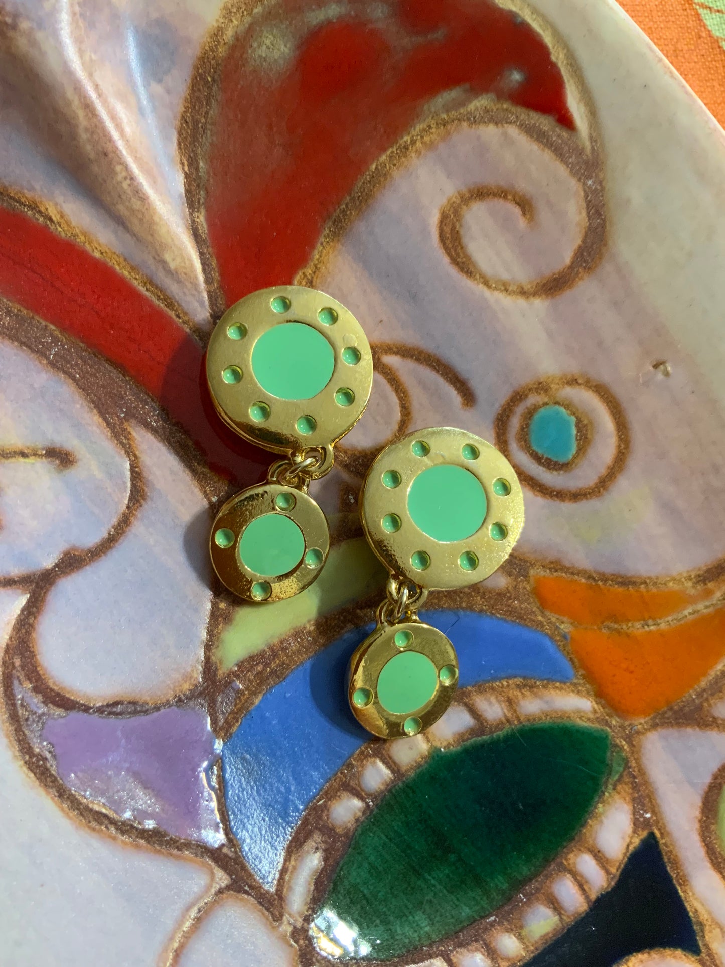 Superbes boucles d’oreilles pendantes Jacky de G France Vintage