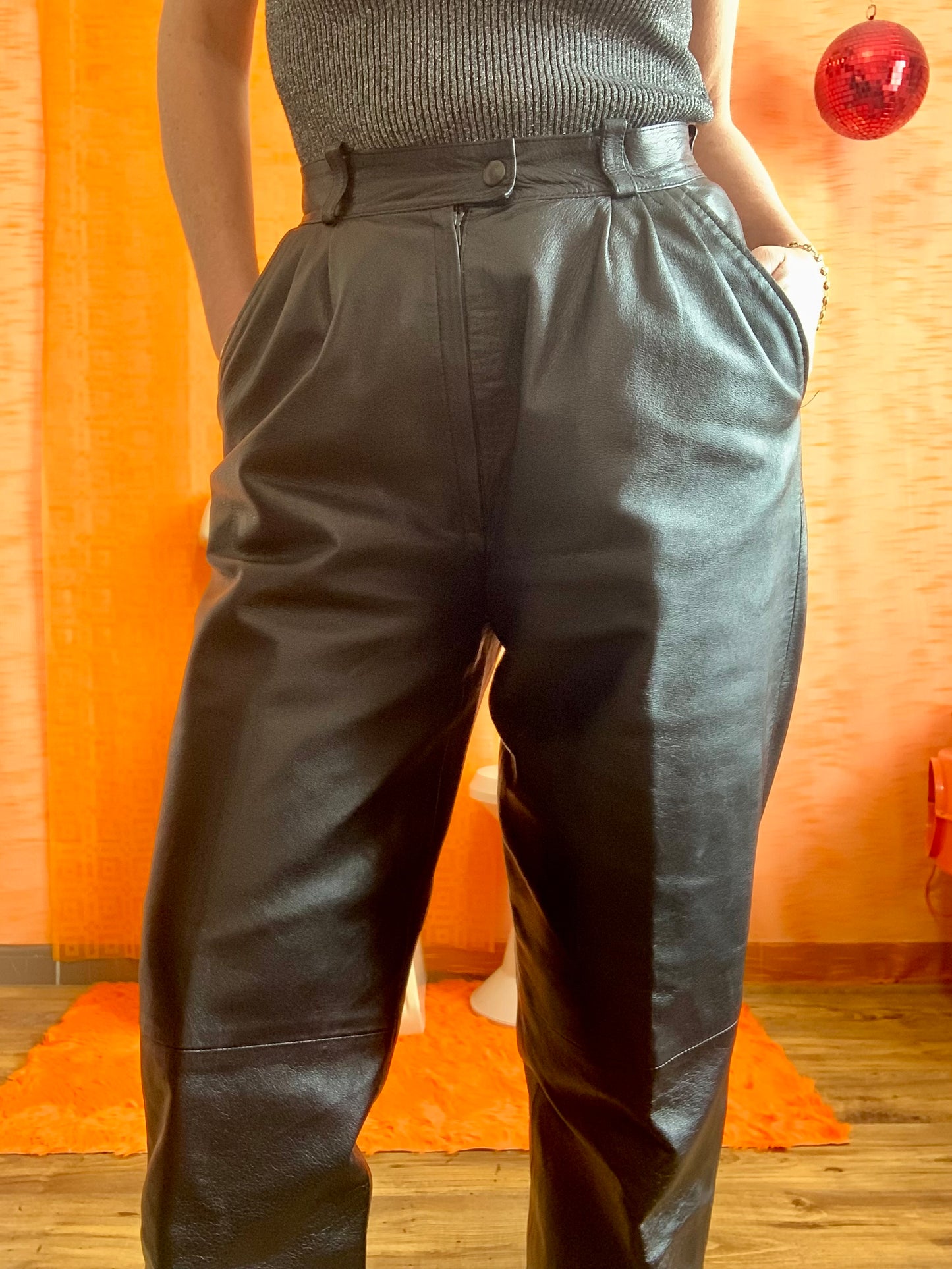 Pantalon en Cuir Pepite Vintage 1980 - T36/38.