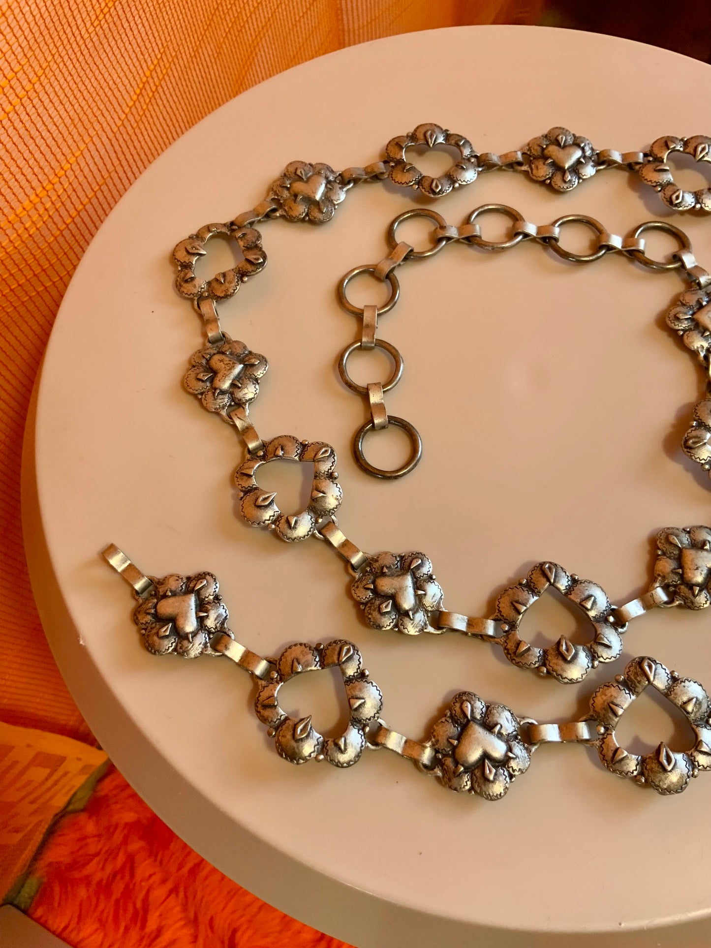 Ceinture Chaine Motifs Coeurs Vintage 1990-