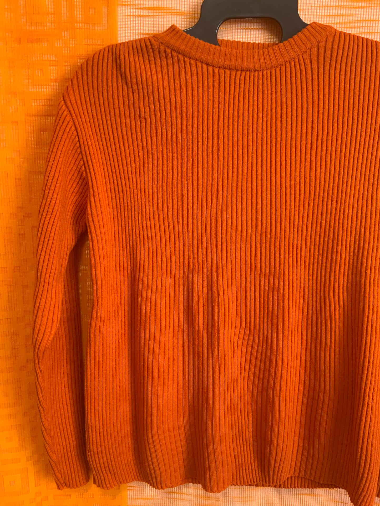 Pull Orange Vintage 1990 Mailles côtelées - T44