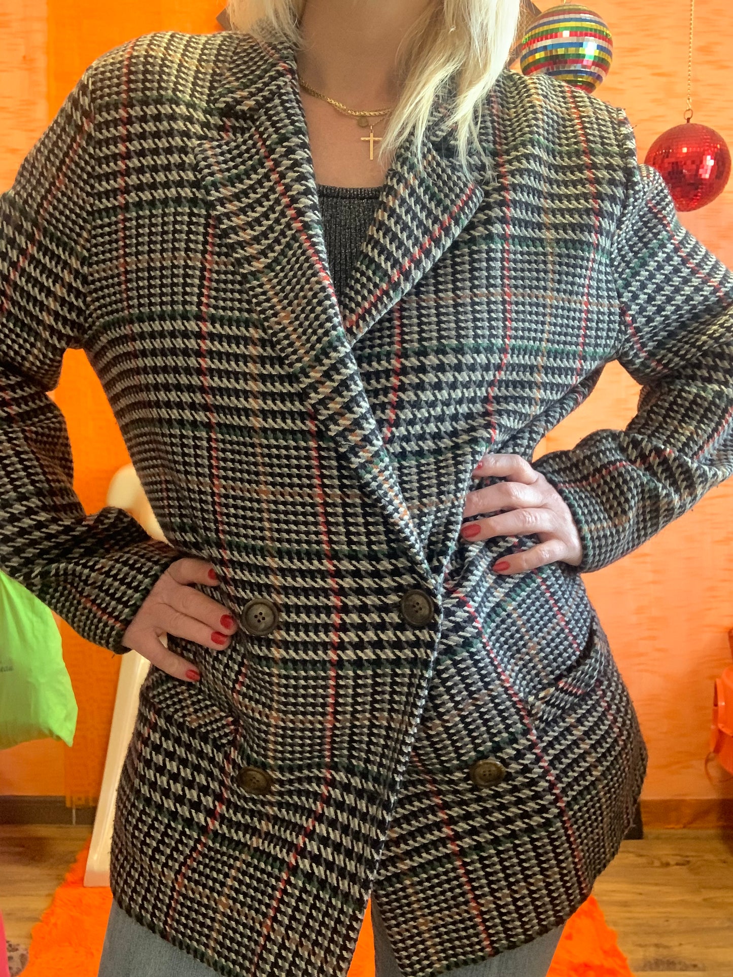 Veste droite croisée a carreaux C.Laure France Chic Vintage- T40