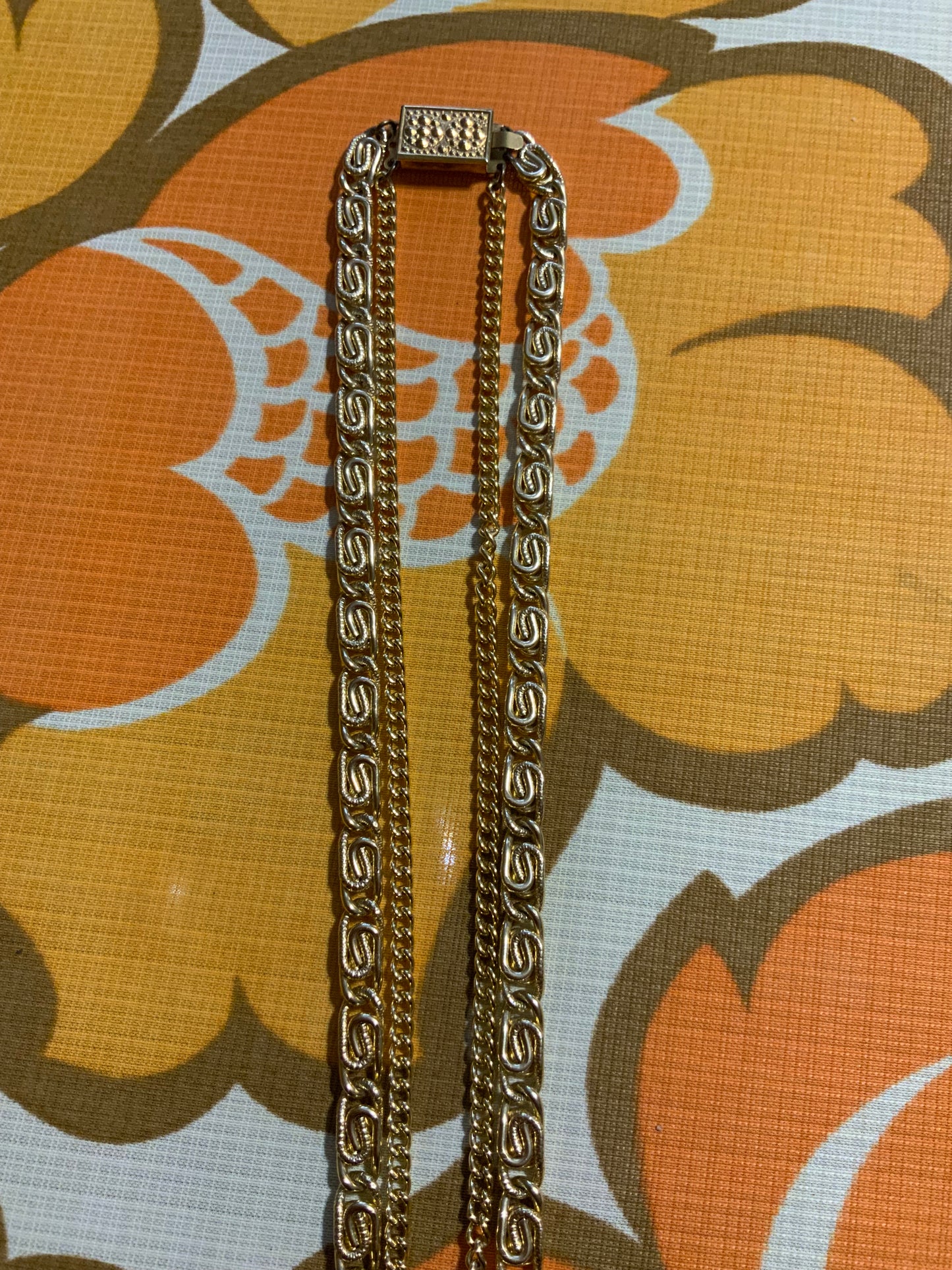 Collier sautoir double chaine Métal Vintage