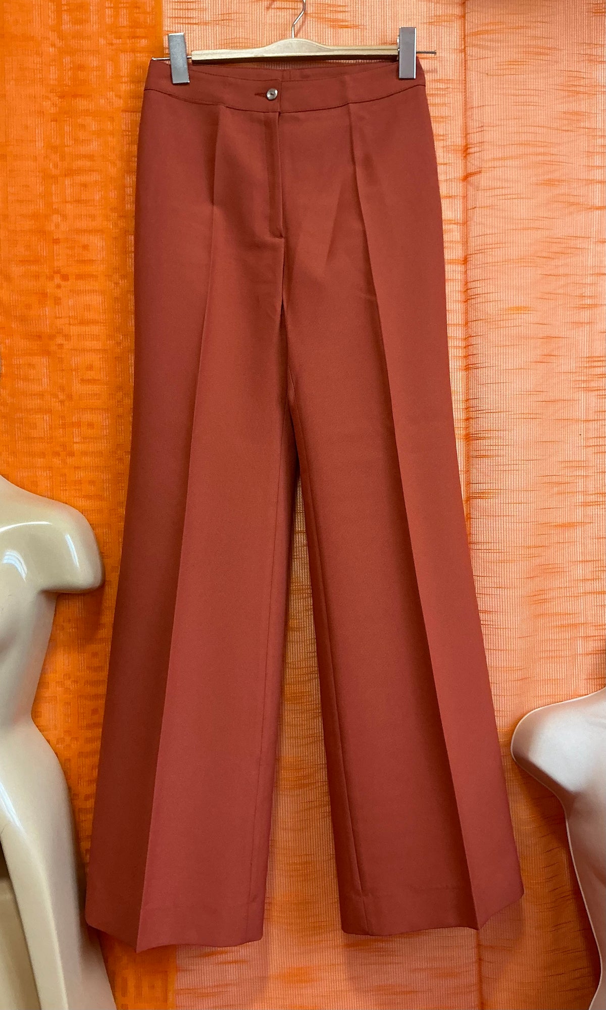 Pantalon Pattes d’éléphant Vintage Tergal Orange Neuf 1970- T36/38