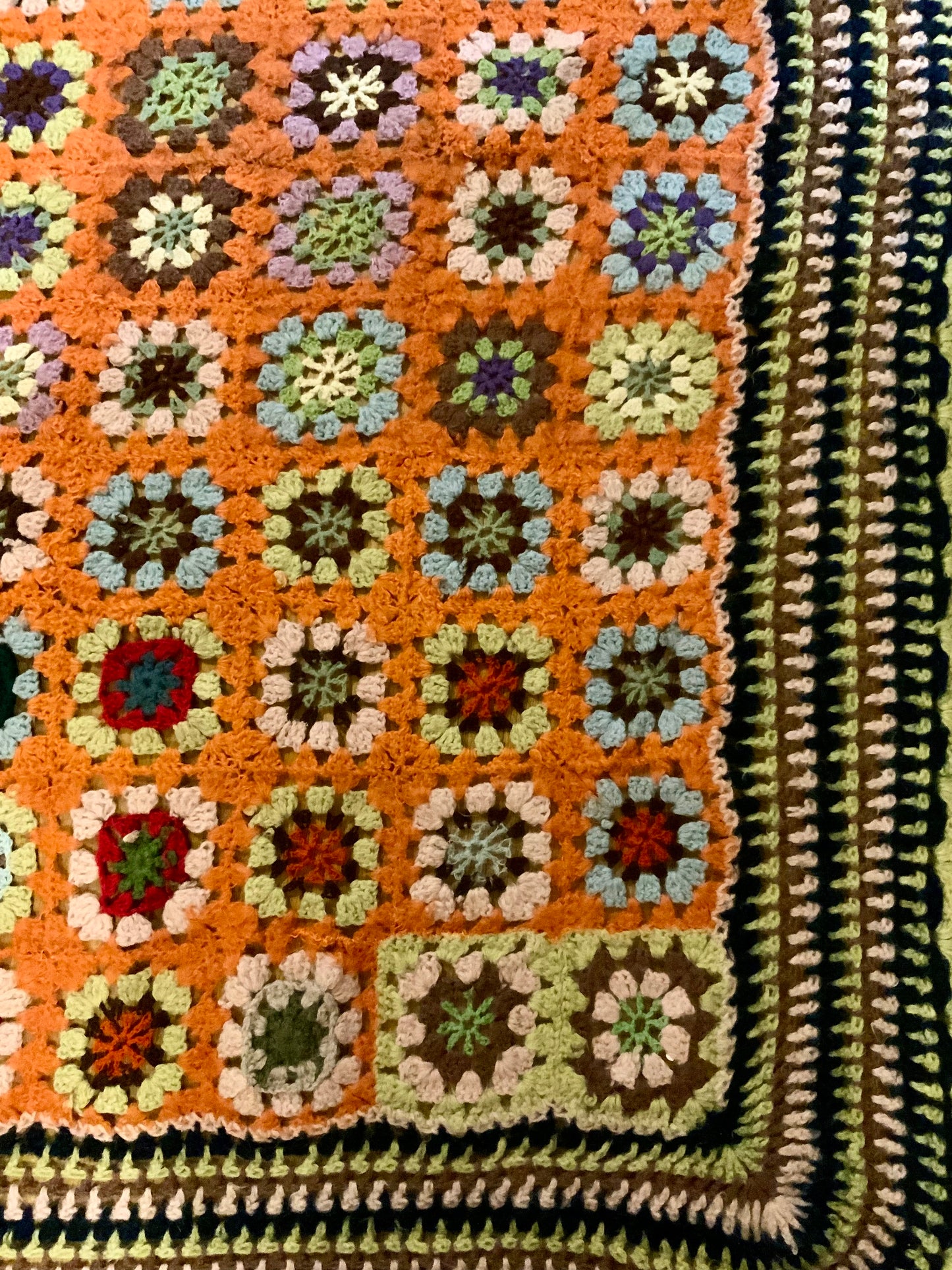 Très grand couvre lit Couverture Laine Crochet Vintage 1970
